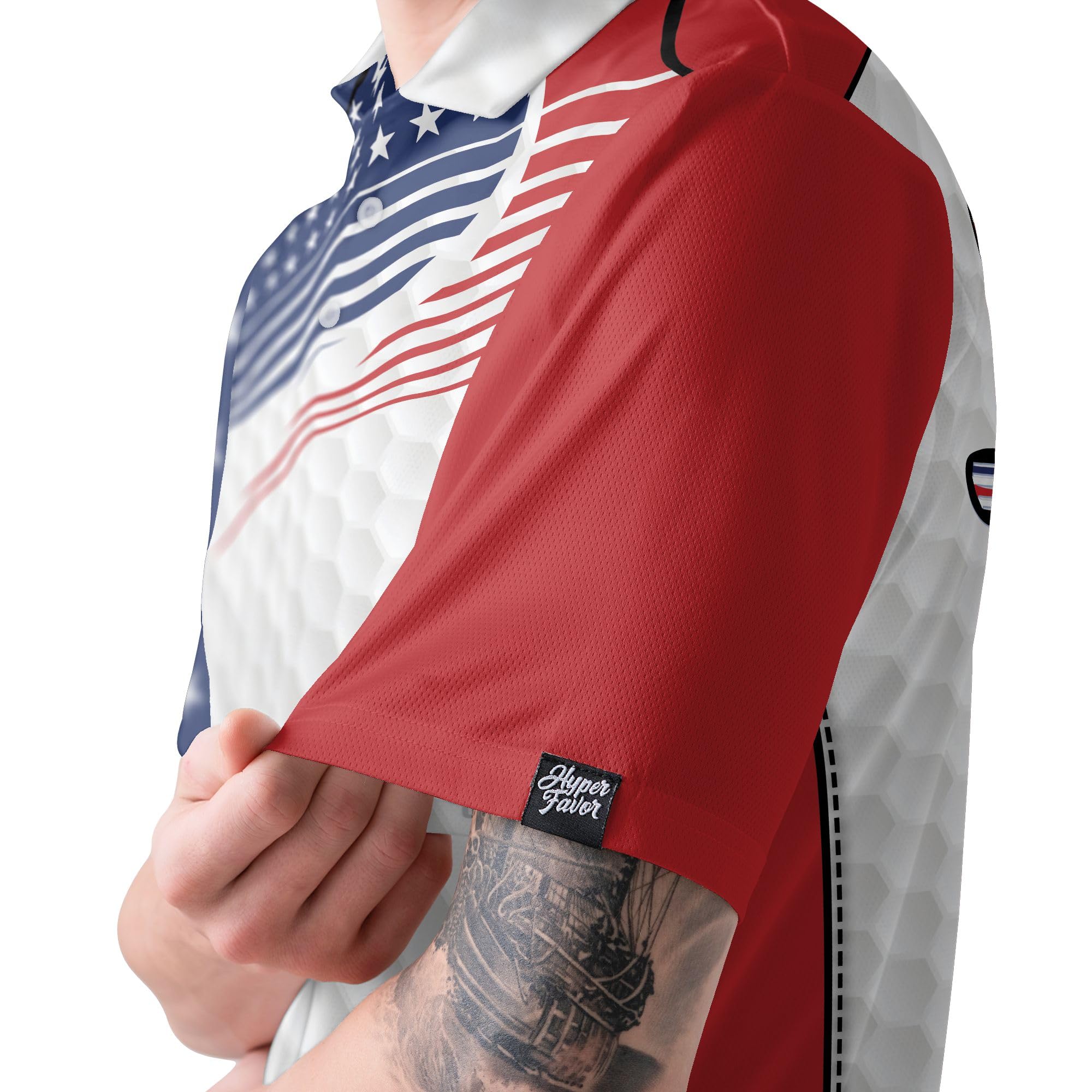 HYPERFAVOR Patriotic Golf Shirts for Men - American Flag Polo Shirts for Golfers - Breathable Short Sleeve Performance Shirt - Perfect for Golf Tournaments, 4th of July Celebrations & Patriotic Events