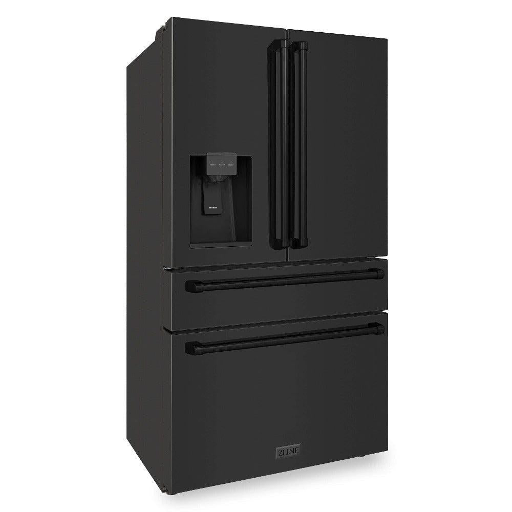 ZLINE 36 Inch Counter Depth French Door Refrigerator - 21.6 cu ft Capacity with Water & Ice Dispenser, Fingerprint Resistant Black Stainless Steel (RFM W WF 36 BS) - Perfect for Modern Kitchens & Open Concept Homes