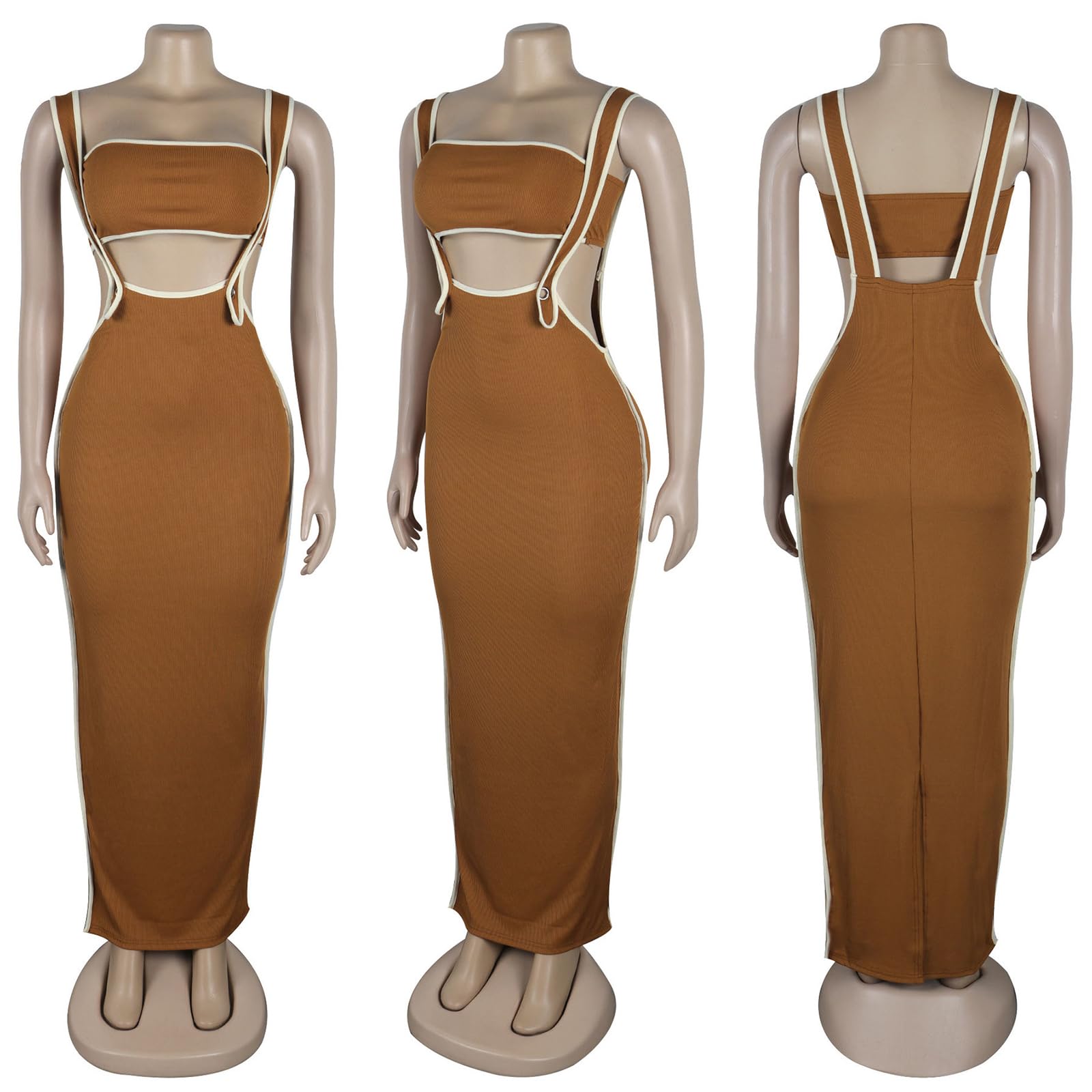 Sexy Women's 2 Piece Outfit Set - Strapless Crop Top & Bodycon Maxi Skirt | Summer Beach Party, Date Night, Club Wear, Vacation Outfit