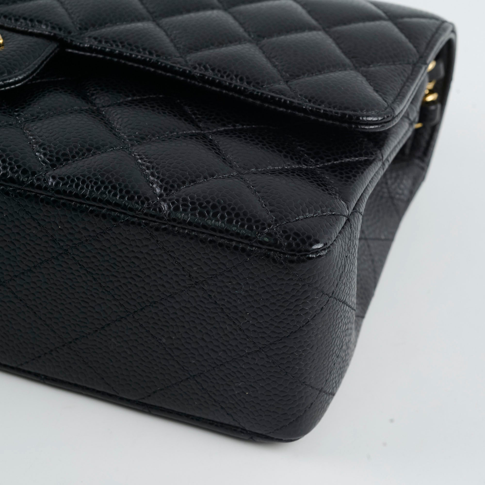 Chanel Medium Classic Flap Bag Black Caviar Leather Gold Hardware 25 Series - Luxury Designer Handbag for Women, Perfect for Parties, Work & Everyday Use