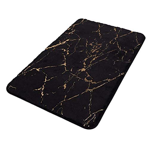 Flixsonic Ultra Soft Non-Slip Bath Mat - Quick Dry Absorbent Shower Rug for Bathroom, Kitchen & Bedroom - Machine Washable Luxury Bath Mat (15.7x23.6 Inch, Black) - Perfect for Wet Floors, Spa Days & Home Decor