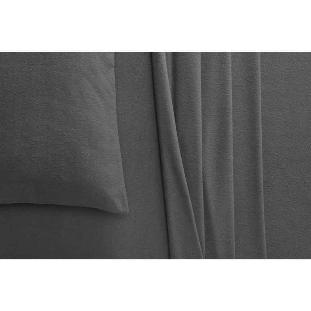 150GSM Cotton Flannelette Bed Sheet Set - Dark Grey King Single Size | Soft & Breathable Bedding for All Seasons | Perfect for Master Bedroom, Guest Room & Dorm