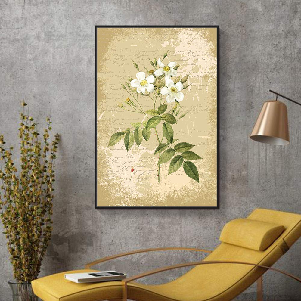 Floating Framed Canvas Wall Art - Retro Flower Print for Living Room & Bedroom Decor - Ready to Hang 24x36 Inches - Perfect for Home, Office & Apartment Wall Decoration