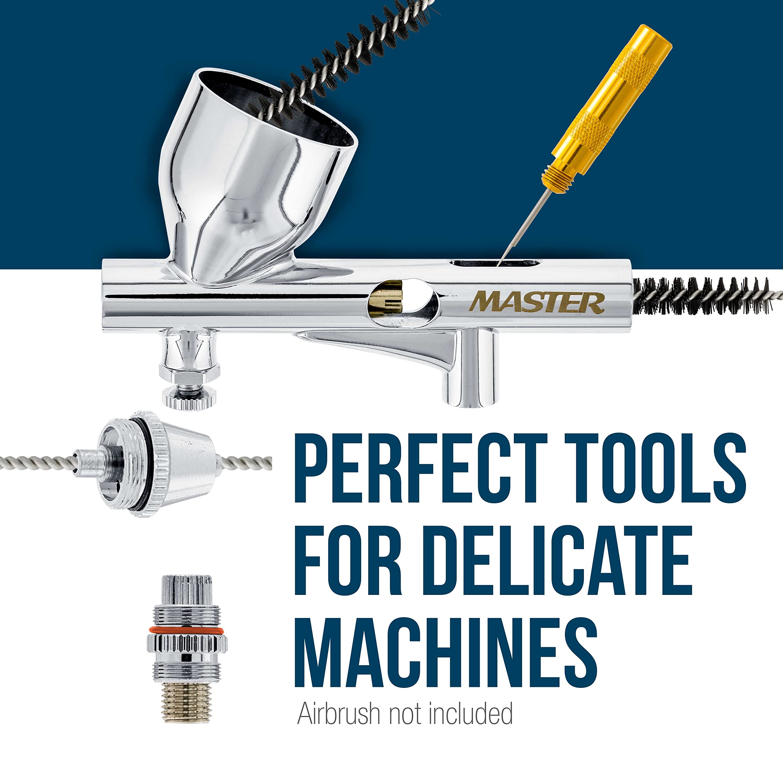 Master Airbrush 12-Piece Cleaning Kit with 5 Needles, 5 Brushes & 1 Wash Needle - Professional Airbrush Maintenance Tool for Artists, Hobbyists & DIY Projects
