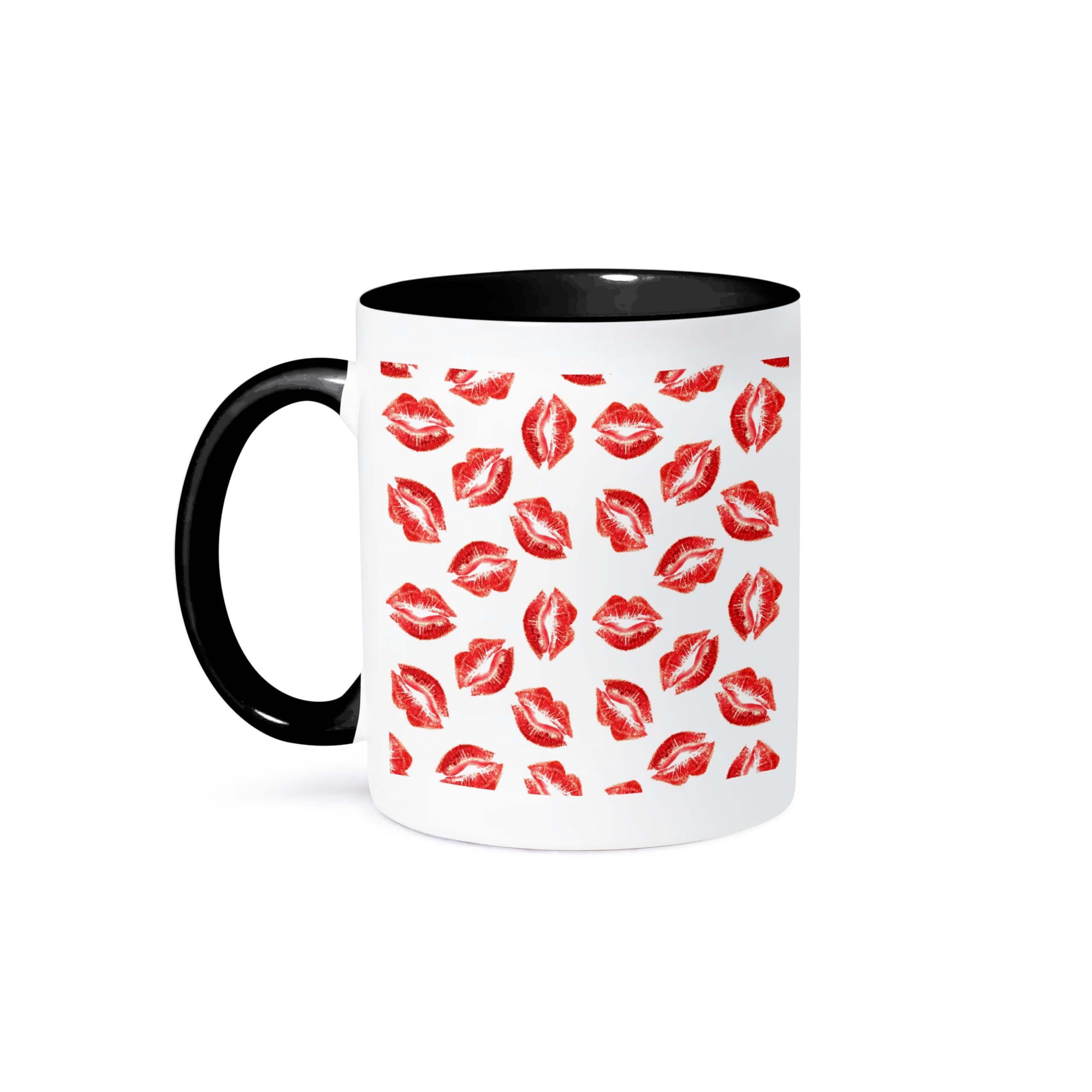 15oz Coffee Mug with Flirty Hot Lips & Red Lipstick Kiss Design - Stylish Romantic Love Collection - Perfect Gift for Her, Valentine's Day, Bridal Shower & Coffee Lovers