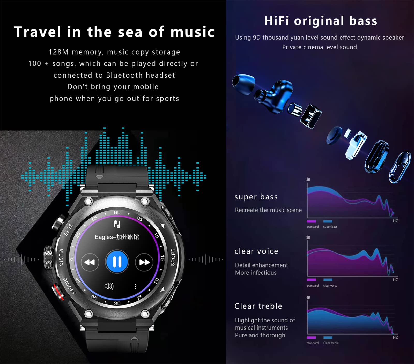 T92 Smart Watch with Bluetooth Earbuds - 1.28