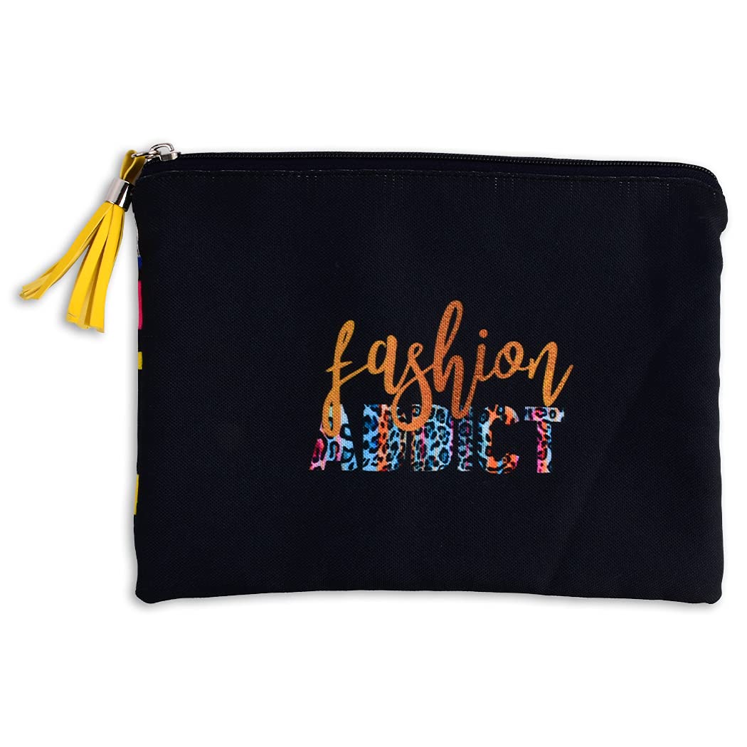 Stylish Doodle Cosmetic Bag for Women - Portable Makeup Pouch & Travel Toiletry Organizer (Fashion Addict) - Perfect for Travel, Gym, and Daily Essentials Storage