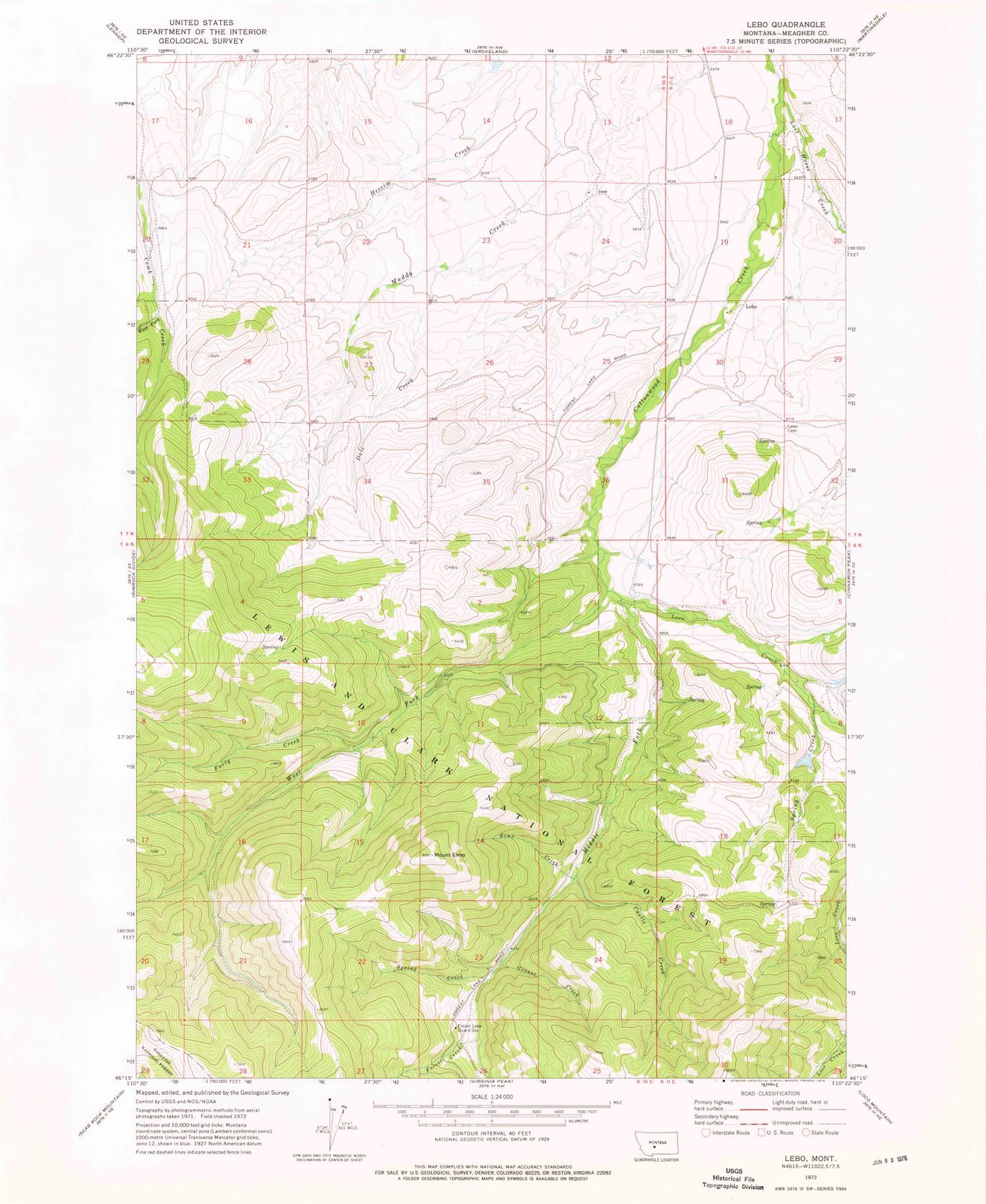 1972 Lebo, MT - Vintage USGS Topographic Map Wall Art - 35x44 Inch Large Historical Montana Map - Perfect for Home Decor, Office & Gifts