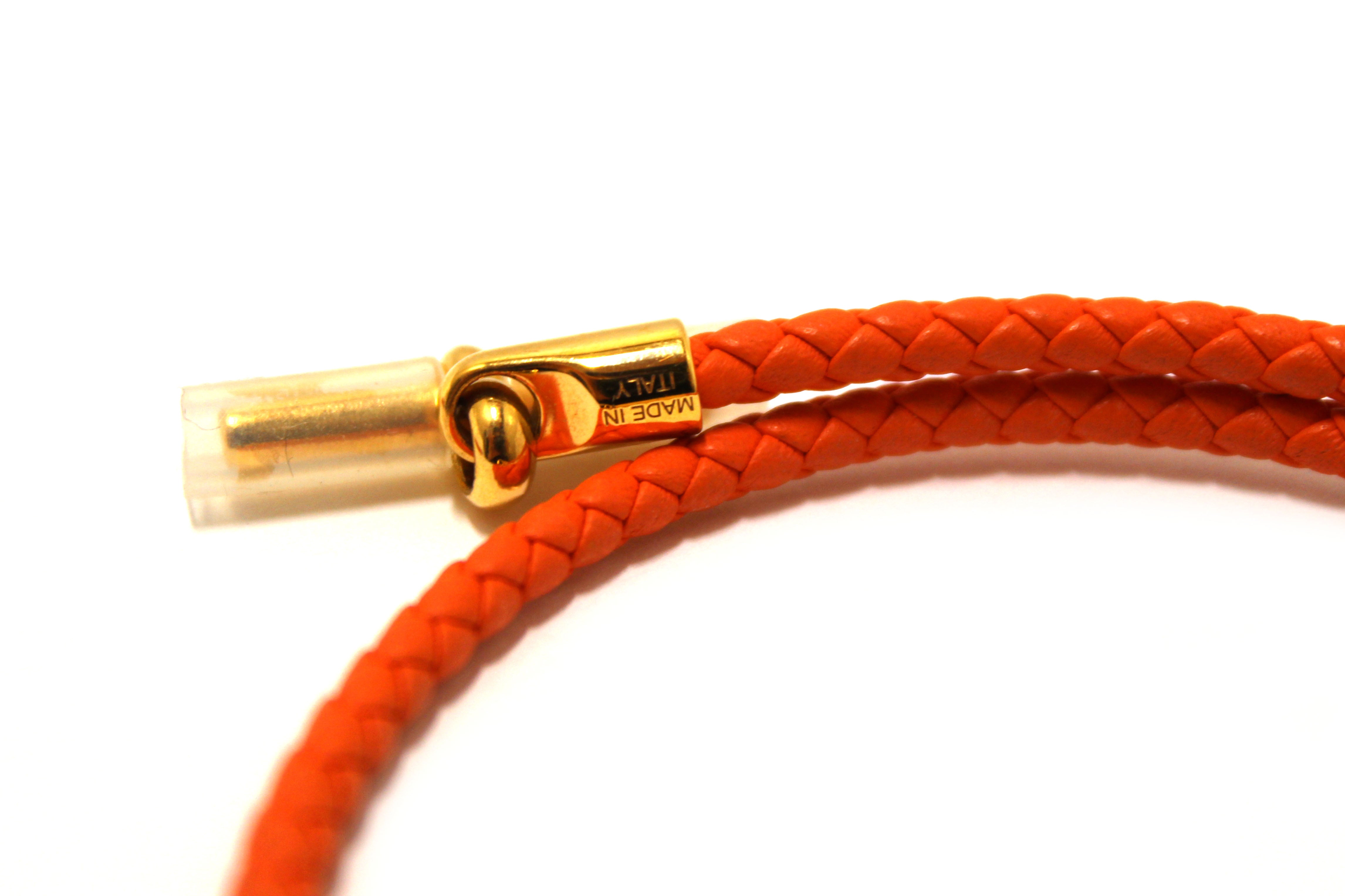 Authentic Hermès Orange Glenan Double Tour Leather Bracelet - Stylish & Elegant Jewelry for Women, Perfect for Daily Wear, Parties & Gifts