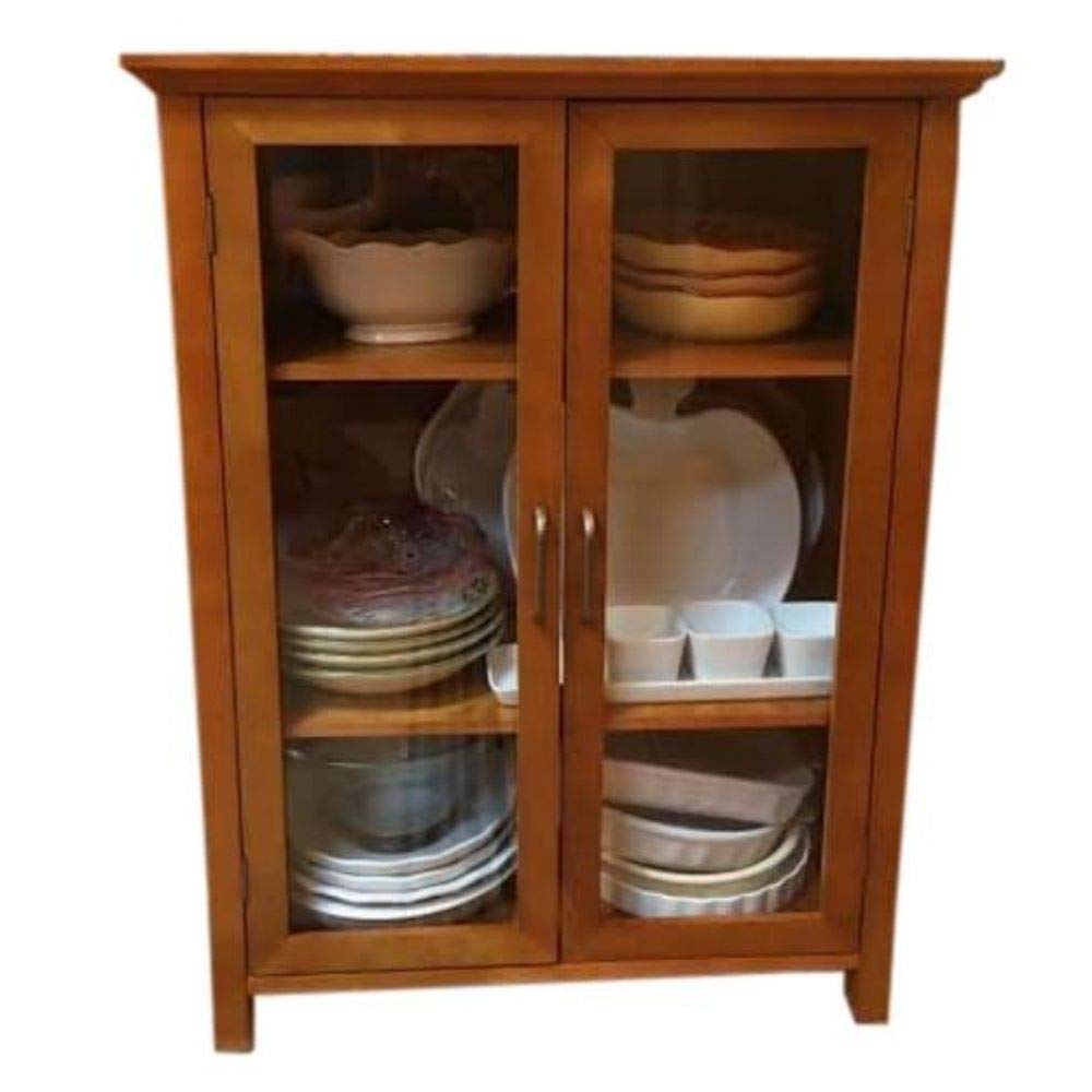 Modern Glass Display Cabinet for Dining & Living Room - Contemporary Storage Furniture with E-Book - Perfect for Showcasing China, Glassware & Home Decor