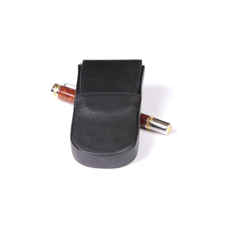 Premium Black Triple Round Leather Pen Box - Elegant Gift for Writers, Professionals & Graduates - Perfect for Office, Home Desk & Luxury Gifting