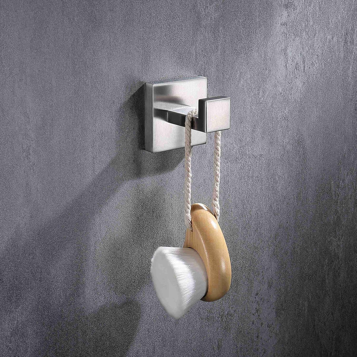 Heavy Duty Wall Mounted Towel Hooks 4 Pack - Brushed Nickel Bathroom Hangers for Towels, Robes & Coats - Durable Kitchen, Garage & Closet Organizer - Perfect for Bathroom, Laundry Room & Entryway Storage