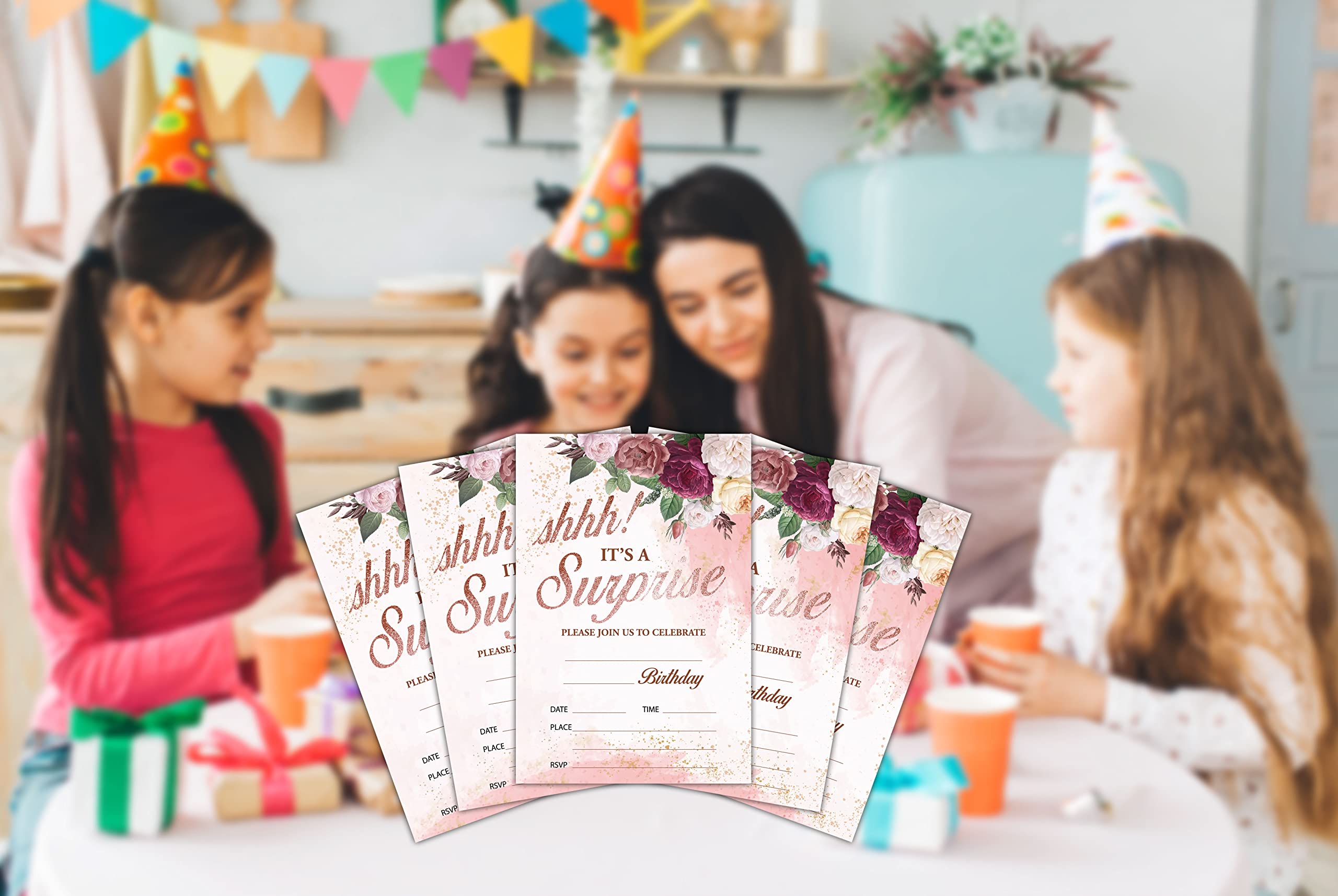 Personalized Kids Birthday Party Invitation Cards - 20 Surprise Party Invites with Envelopes for Girls & Boys | Fun Teen Celebration Supplies & Decorations | Perfect for Birthday Parties, Baby Showers & Special Events