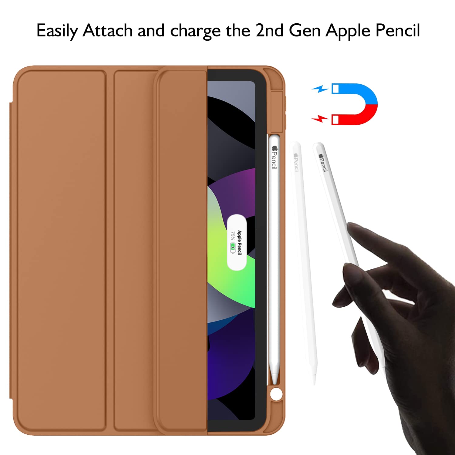 ZryXal iPad Air 11 Inch Case M3 2025 / M2 2024 - Slim Protective Cover for iPad Air 5th Gen (2022) & 4th Gen (2020) 10.9 Inch - Supports Touch ID & Auto Wake/Sleep - Perfect for Work, School & Travel (Brown)