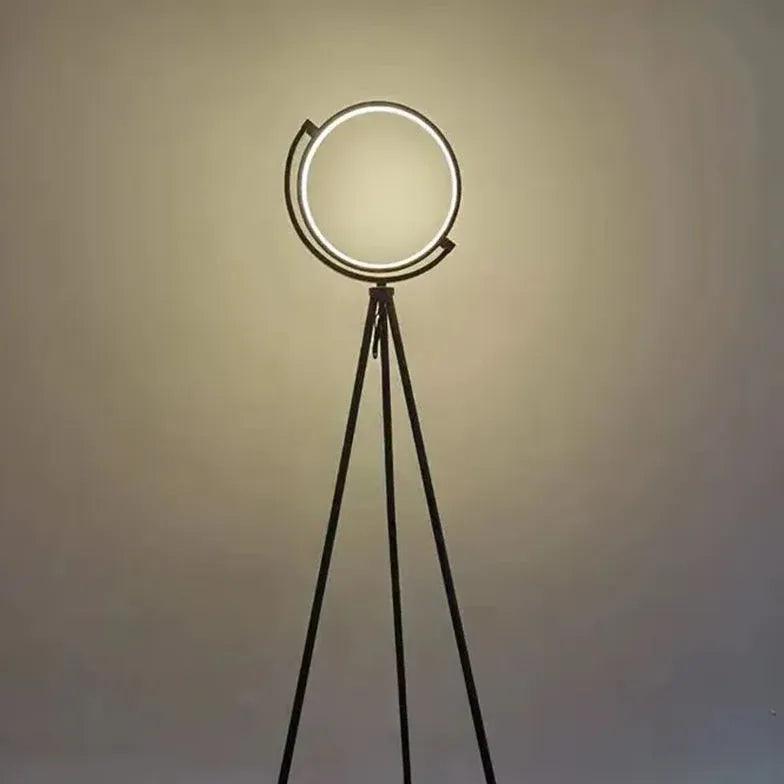 Minimalist Ring Tripod Floor Lamp - Modern Adjustable Standing Light for Living Room, Bedroom & Office - Perfect for Reading, Decor & Ambient Lighting