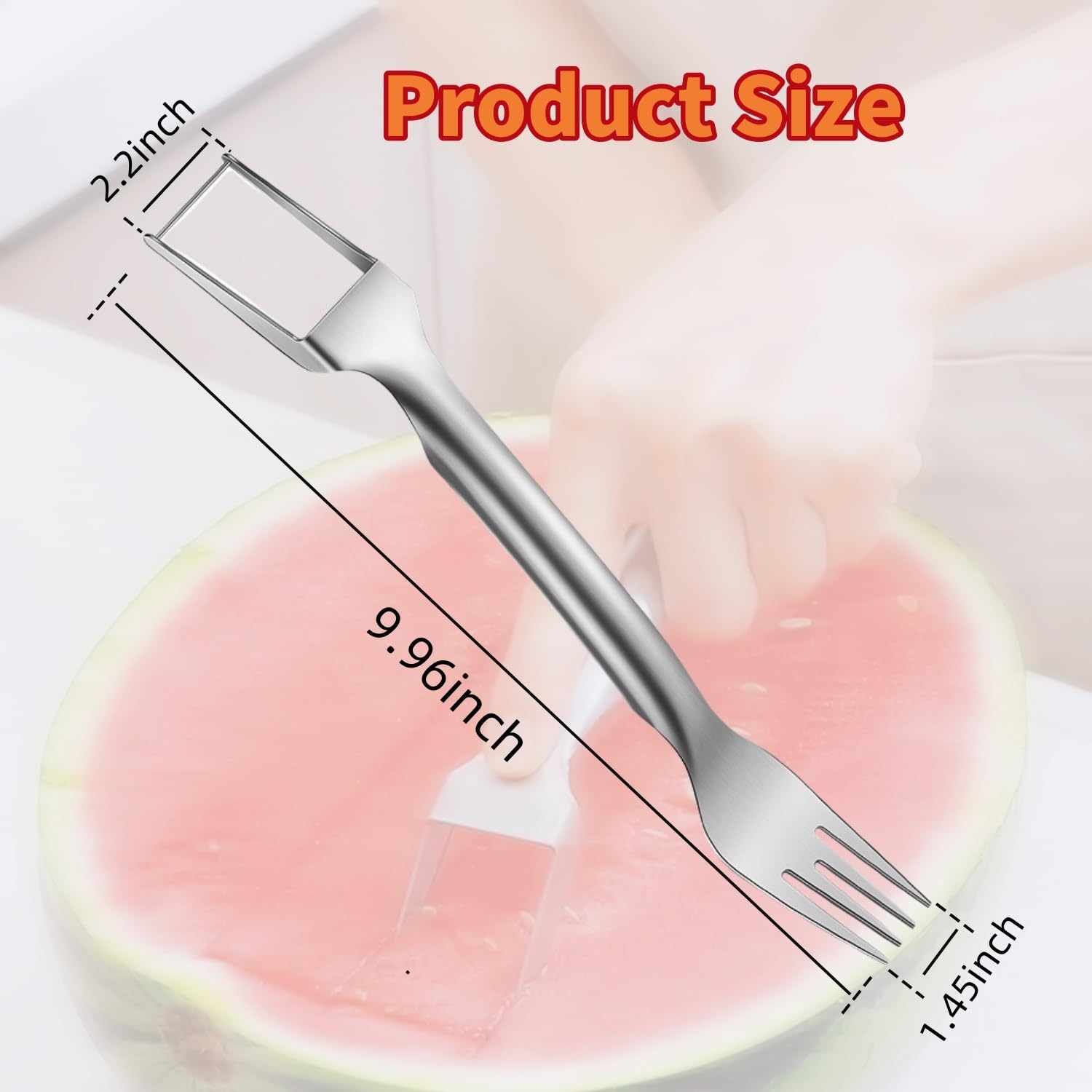 2024 New 2-in-1 Stainless Steel Watermelon Fork Slicer - Double Ended Fruit Cutter & Slicing Knife for Watermelon, Melon, Pineapple (1pc) - Perfect for BBQs, Picnics & Summer Parties