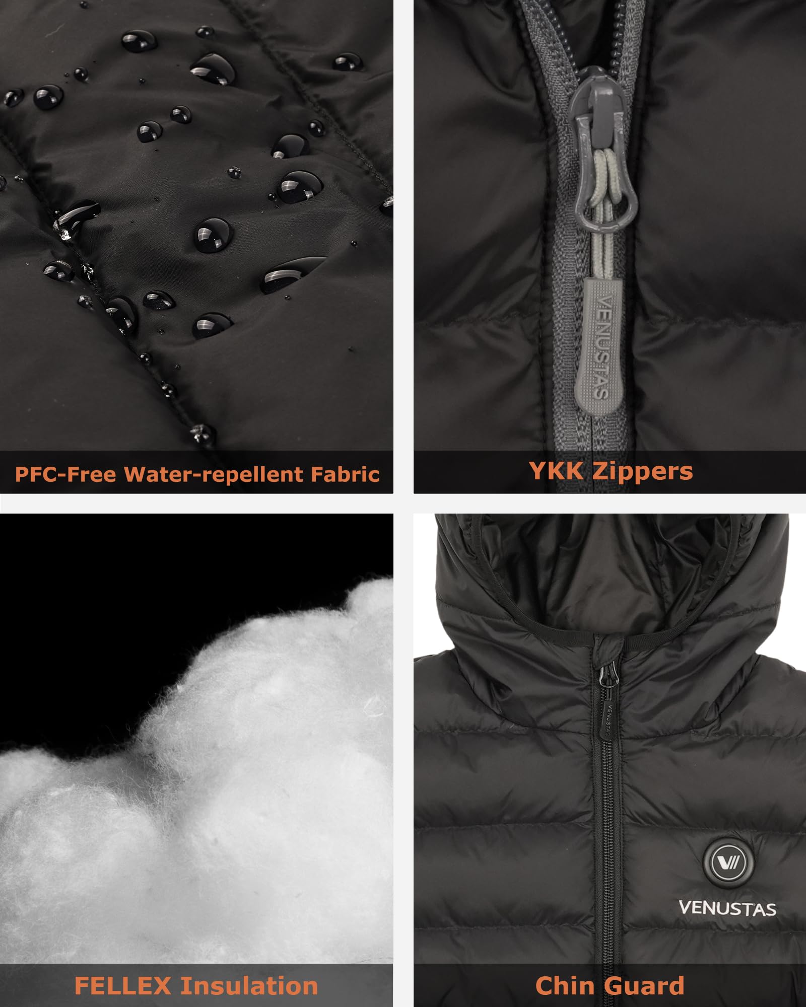 Venustas Kids Heated Jacket with Rechargeable Battery Pack - Lightweight Electric Heated Coat for Boys & Girls - Perfect for Winter Sports, Outdoor Play & Cold Weather Activities
