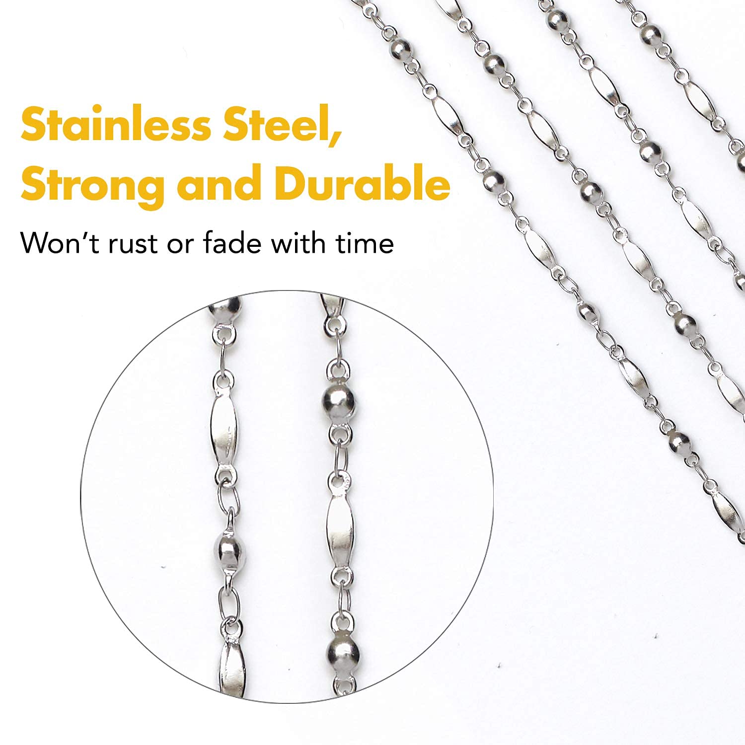 Stainless Steel Lanyard for ID Badge - Breakaway Clasp - Teacher & Cruise Keychain (2 Colors) - Office & Travel Use