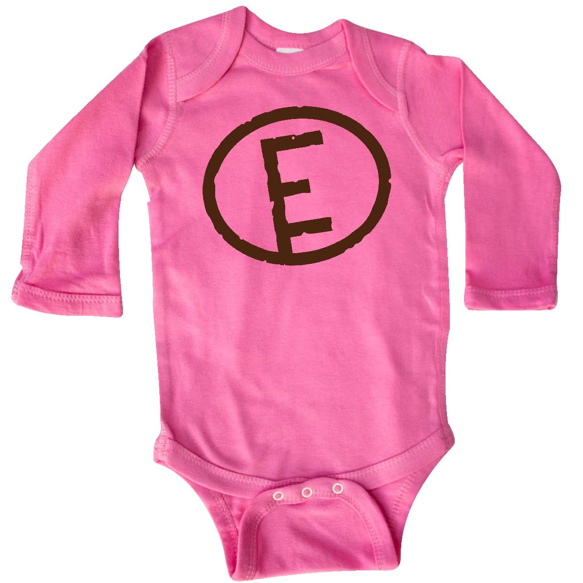 Inktastic Branding Iron Letter E Monogram Long Sleeve Baby Creeper - Soft Cotton Onesie for Newborns & Infants - Perfect for Family Photos, Holidays & Everyday Wear
