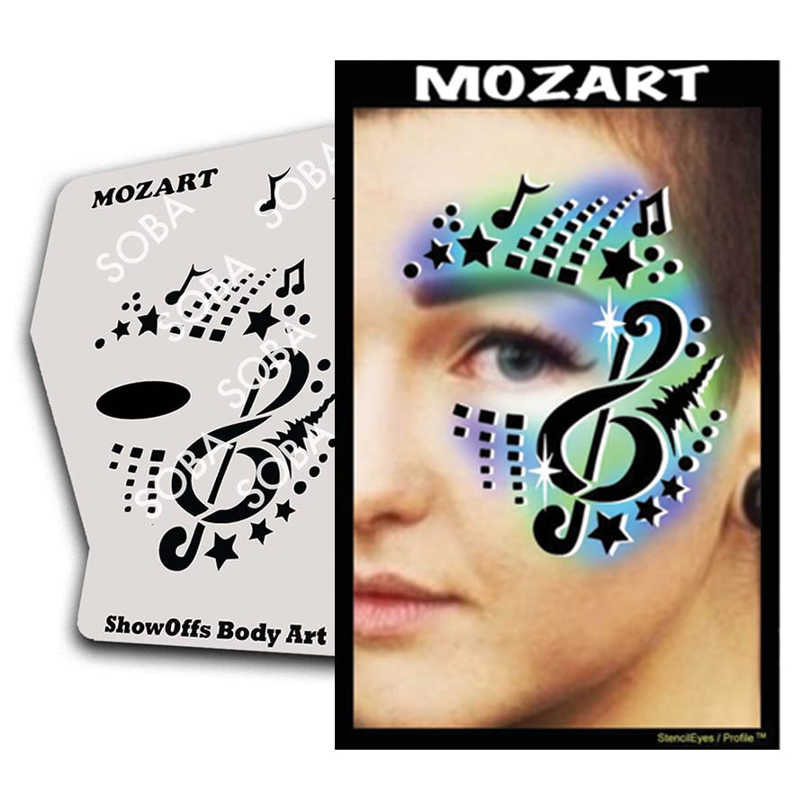 Professional Face Painting Stencils - StencilEyes Profile Mozart Kit for Halloween, Cosplay & Theater Makeup | Reusable Eye Design Templates for Kids & Adults