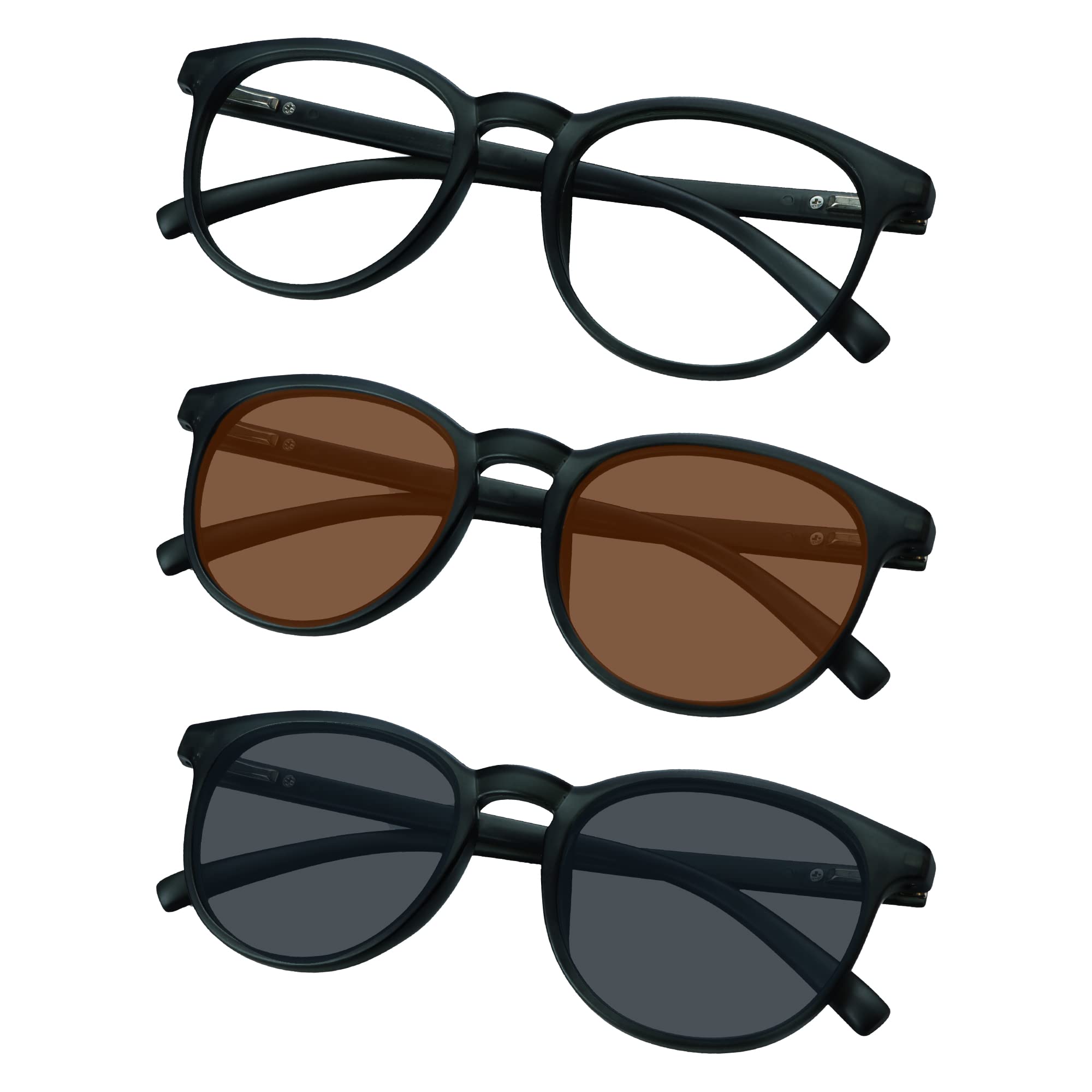3 Pack UV400 Sunglasses for Men & Women - Polarized Tan/Grey Lenses with Blue Light Blocking - Perfect for Driving, Beach & Outdoor Activities