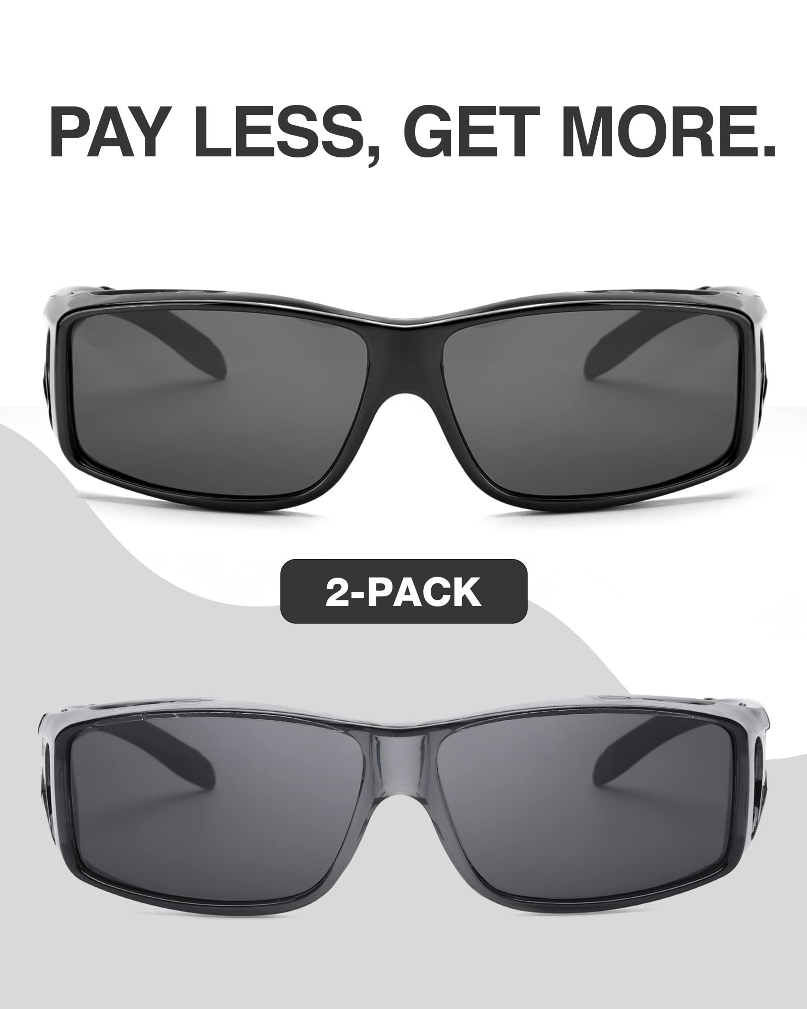 FIMILU 2 Pack Polarized UV400 Protection Wrap Around Sunglasses for Men & Women - Perfect for Driving, Fishing, and Outdoor Activities