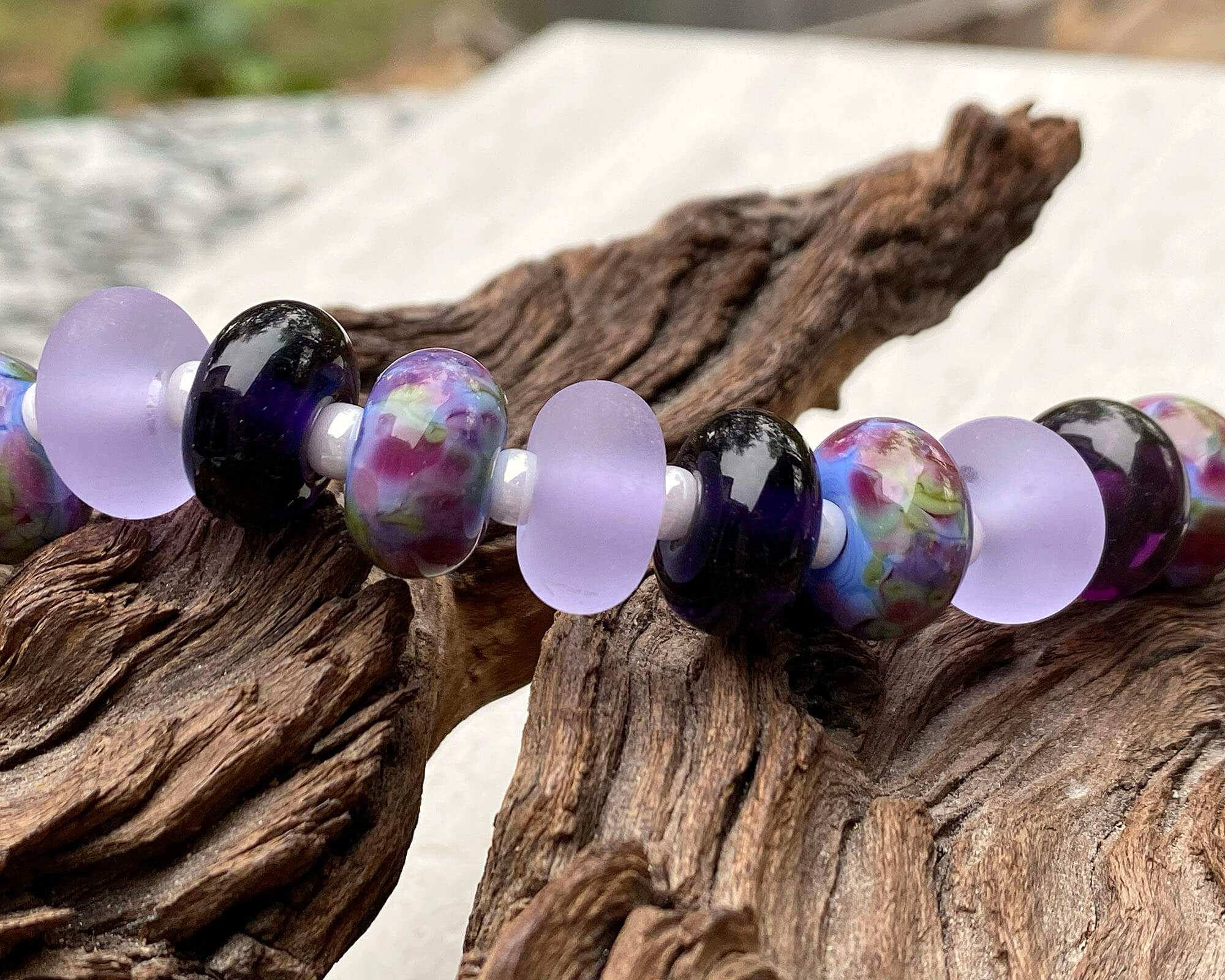 13 Royal Purple Lampwork Glass Beads Set for Jewelry Making, DIY Crafts, Bracelets & Necklaces - Handmade SRA Artisan Beads