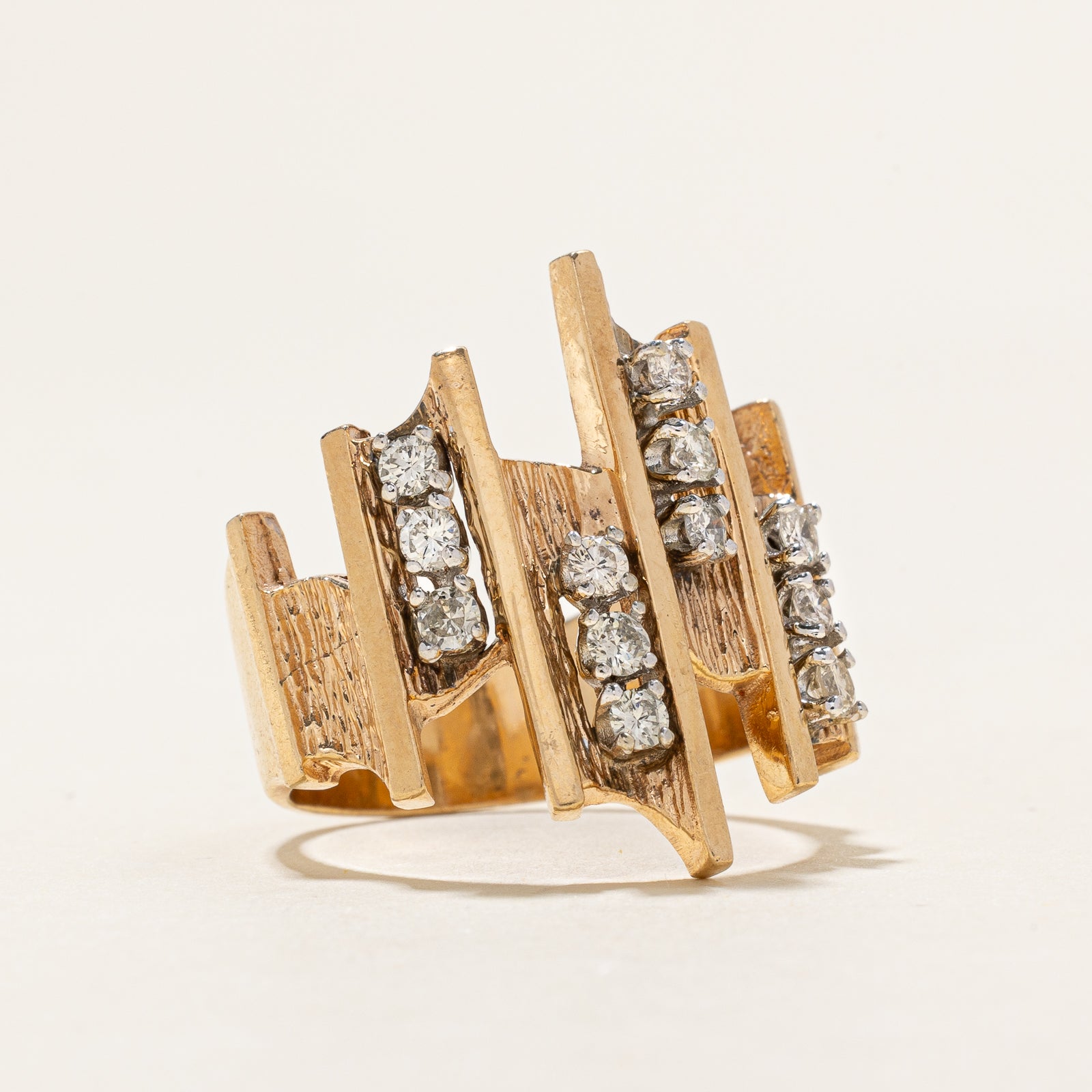 Elegant Diamond Multi-Column Abstract Ring - 0.58 Carat Total Weight (CTW) - Size 8.75 - Perfect for Weddings, Anniversaries & Special Occasions