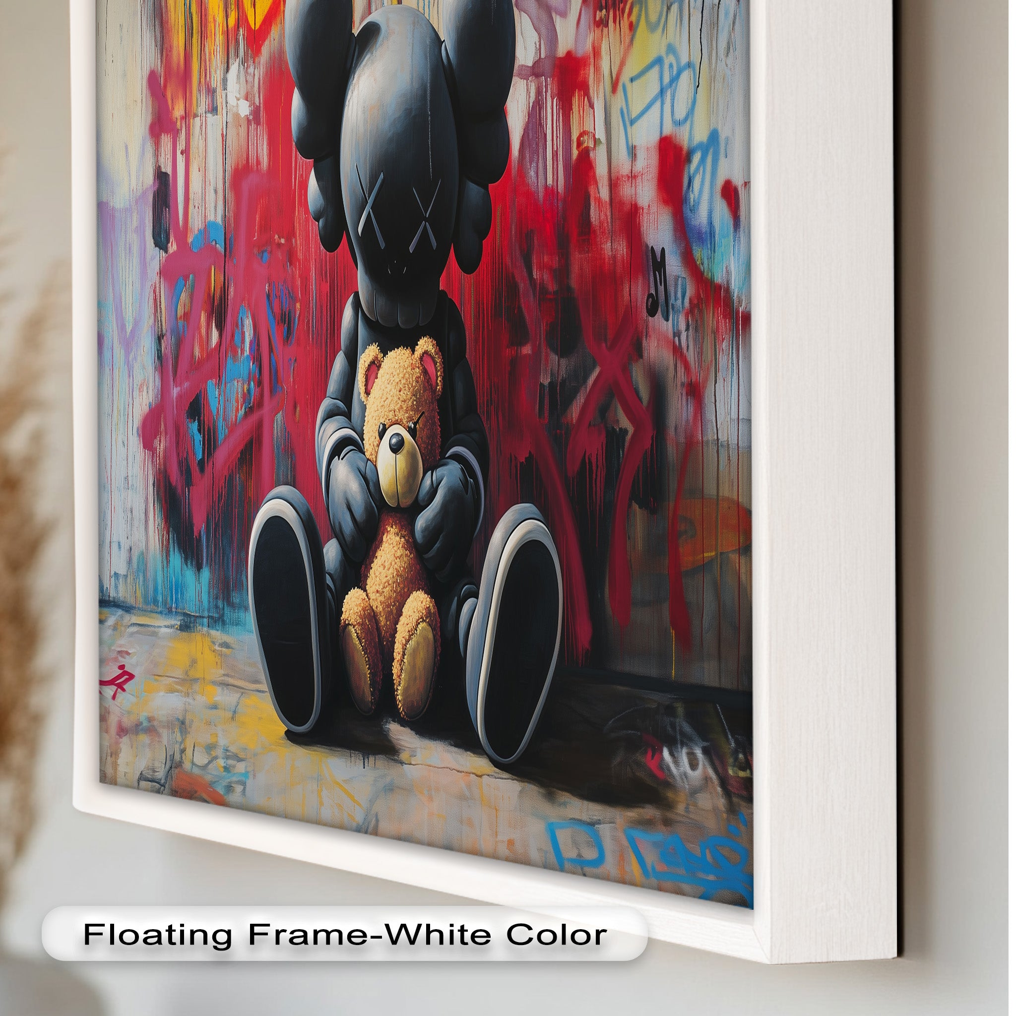 KAWS Oil Painting - Alone with a Bear - Modern Artwork for Home Decor & Gift Ideas