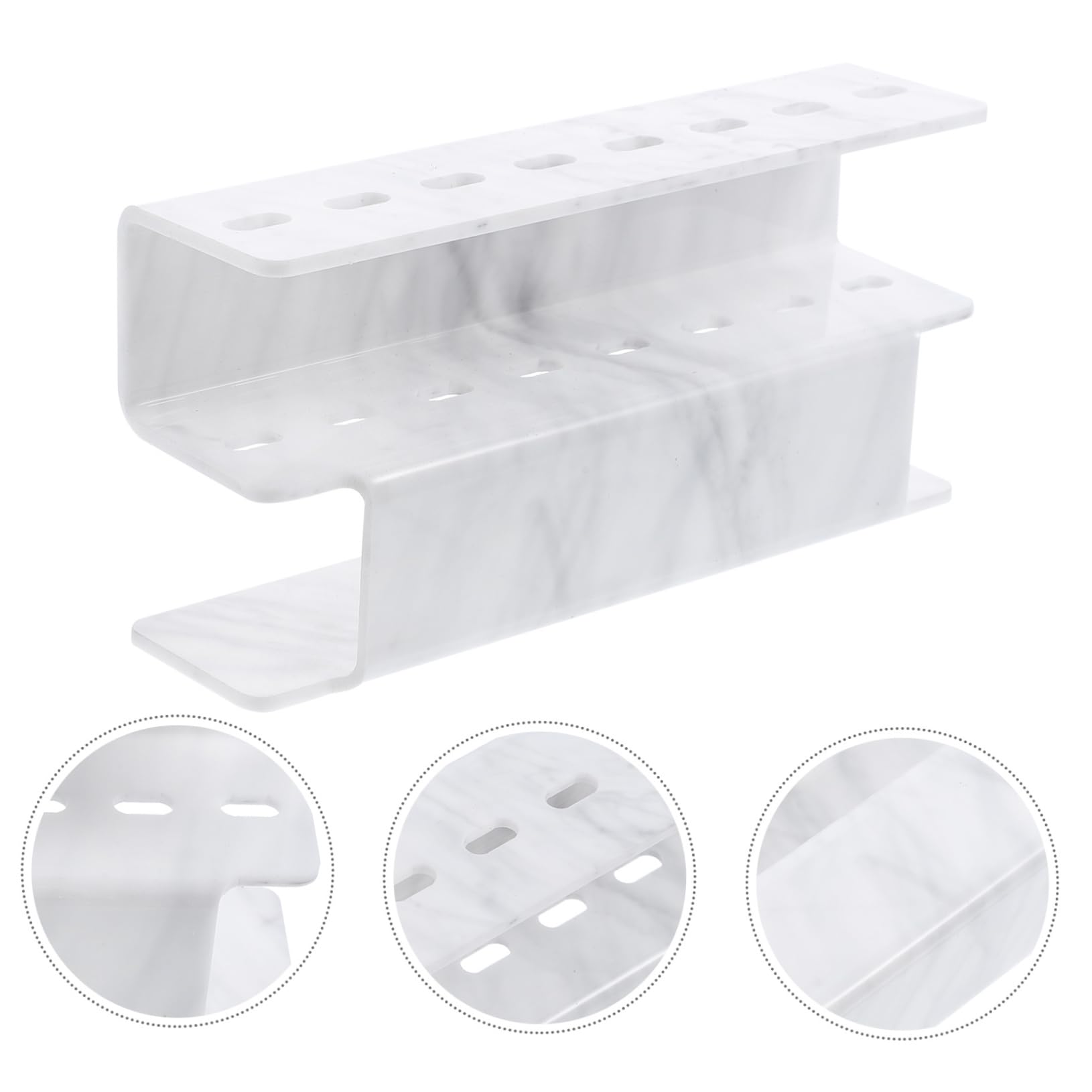 Modern Marble Acrylic Display Rack - 8 Hole Lash Tweezers Organizer & Makeup Brush Holder - Elegant Cosmetic Tool Storage for Salon, Spa, and Home Vanity Use