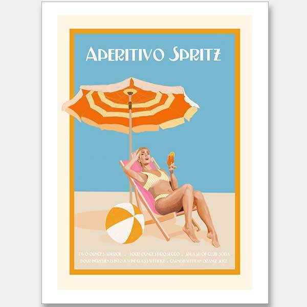 Aperitivo Spritz Unframed Art Print - Italian Cocktail Wall Decor for Home Bar, Kitchen & Dining Room - Perfect for Entertaining & Hosting Parties
