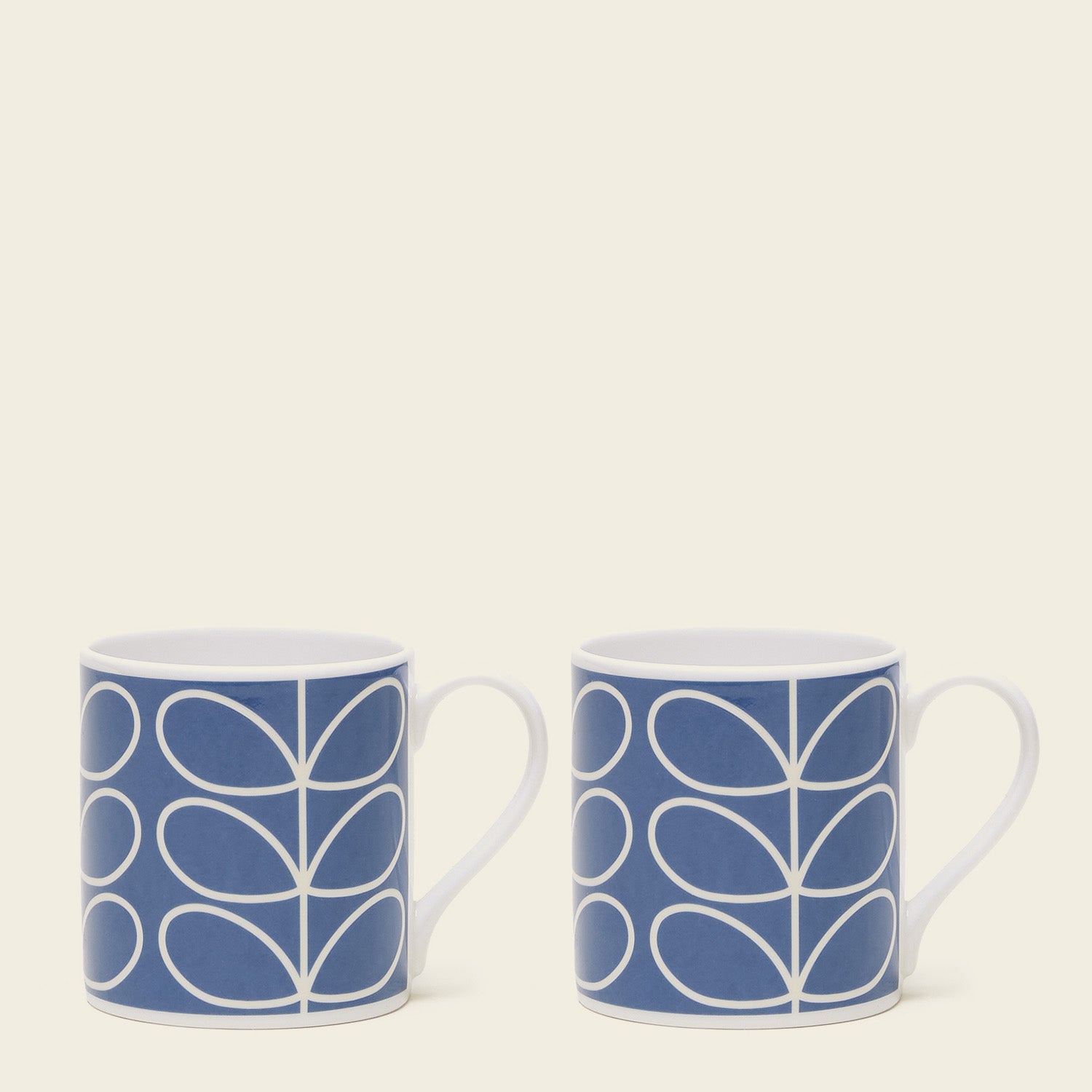 Premium Large Coffee Mugs Set of 2 - Modern Linear Stem Design in Elegant Blue - Perfect for Home, Office or Gift Giving - Durable Ceramic Cups for Tea, Coffee & Hot Beverages