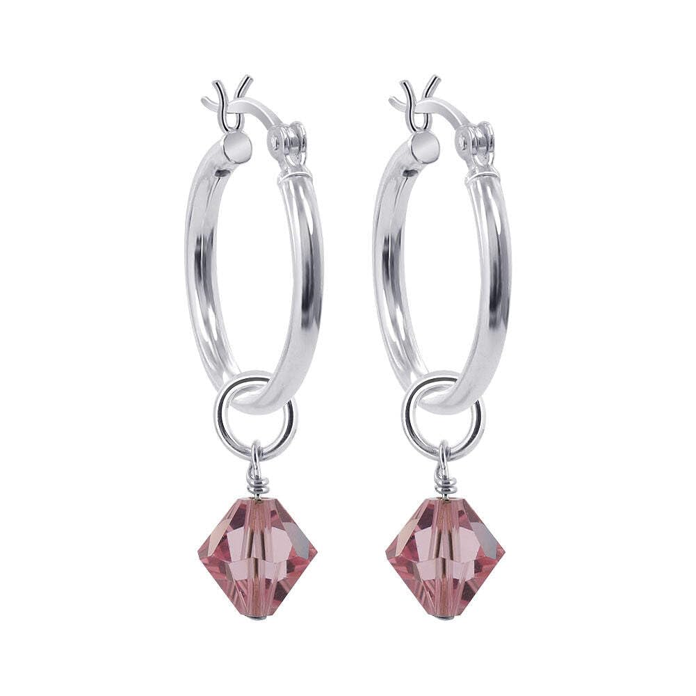 925 Sterling Silver Hoop Earrings with Genuine Austrian Crystals - Elegant Dangle Earrings for Women, Perfect for Parties, Weddings & Everyday Wear