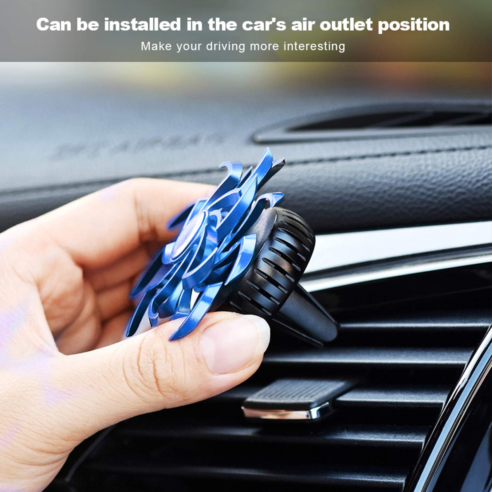 Premium Car Perfume Fan Clip - Blade Design Aromatherapy Diffuser for Car Vents | Unique Shape Air Freshener (Blue) | Perfect for Long Drives & Office Commutes