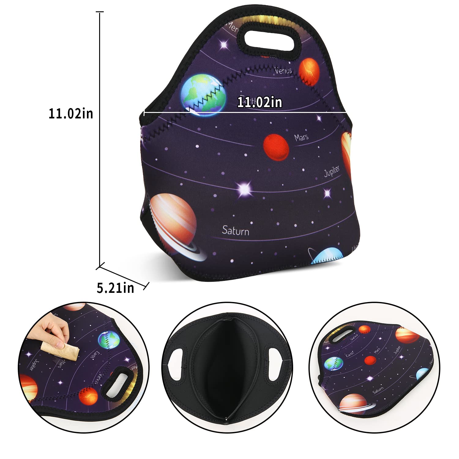 Violet Mist Neoprene Insulated Lunch Bag - Waterproof Reusable Lunch Tote for Women & Men - Perfect for Work, School, Picnics & Outdoor Activities - Great Christmas Gift & Thanksgiving Present