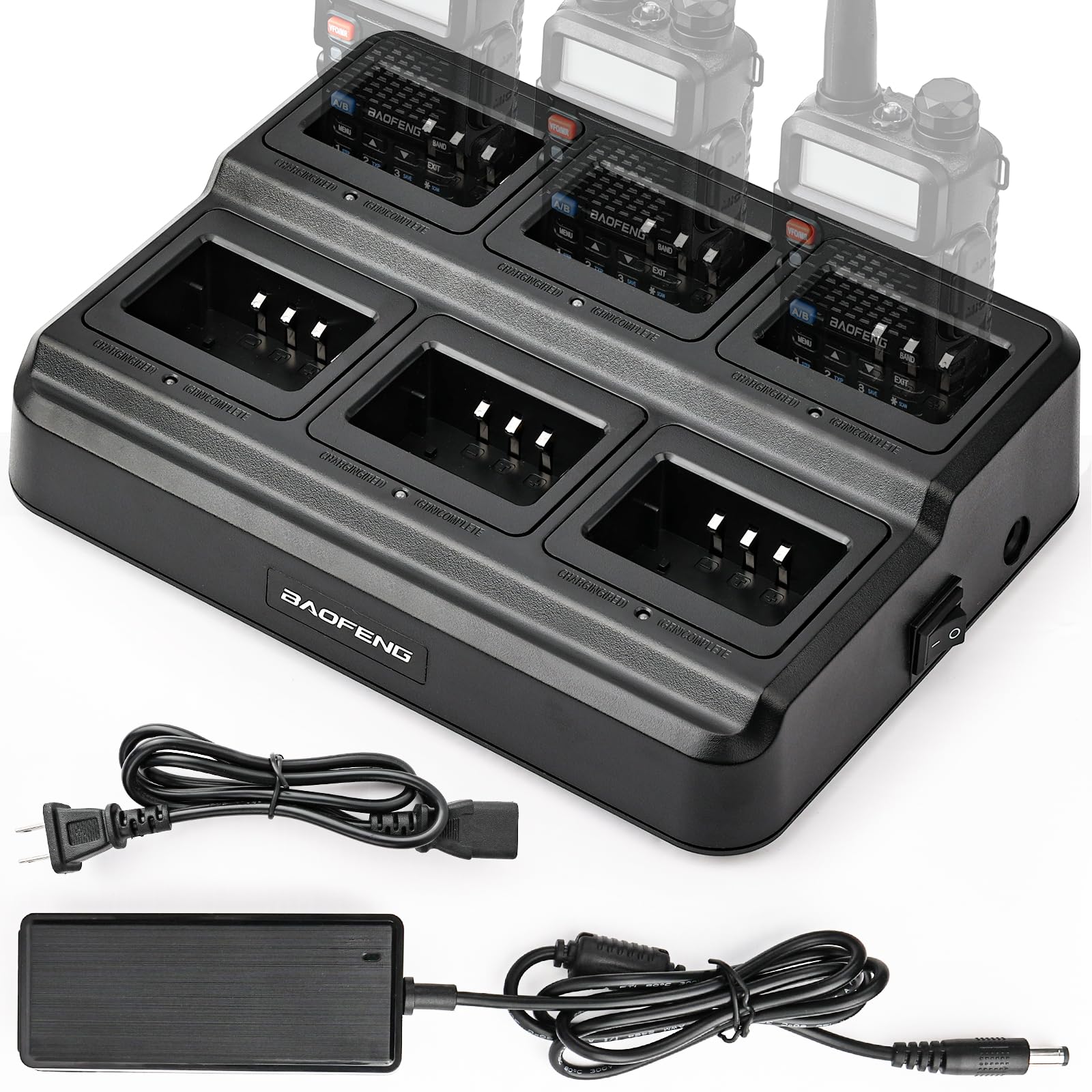 BAOFENG UV-5R 6-Port Fast Charging Station - Compatible with BF-F8HP, UV-5R, UV-5RPro, UV-5X3 Walkie Talkies & Batteries - Perfect for Emergency Communication, Outdoor Adventures, and Security Teams