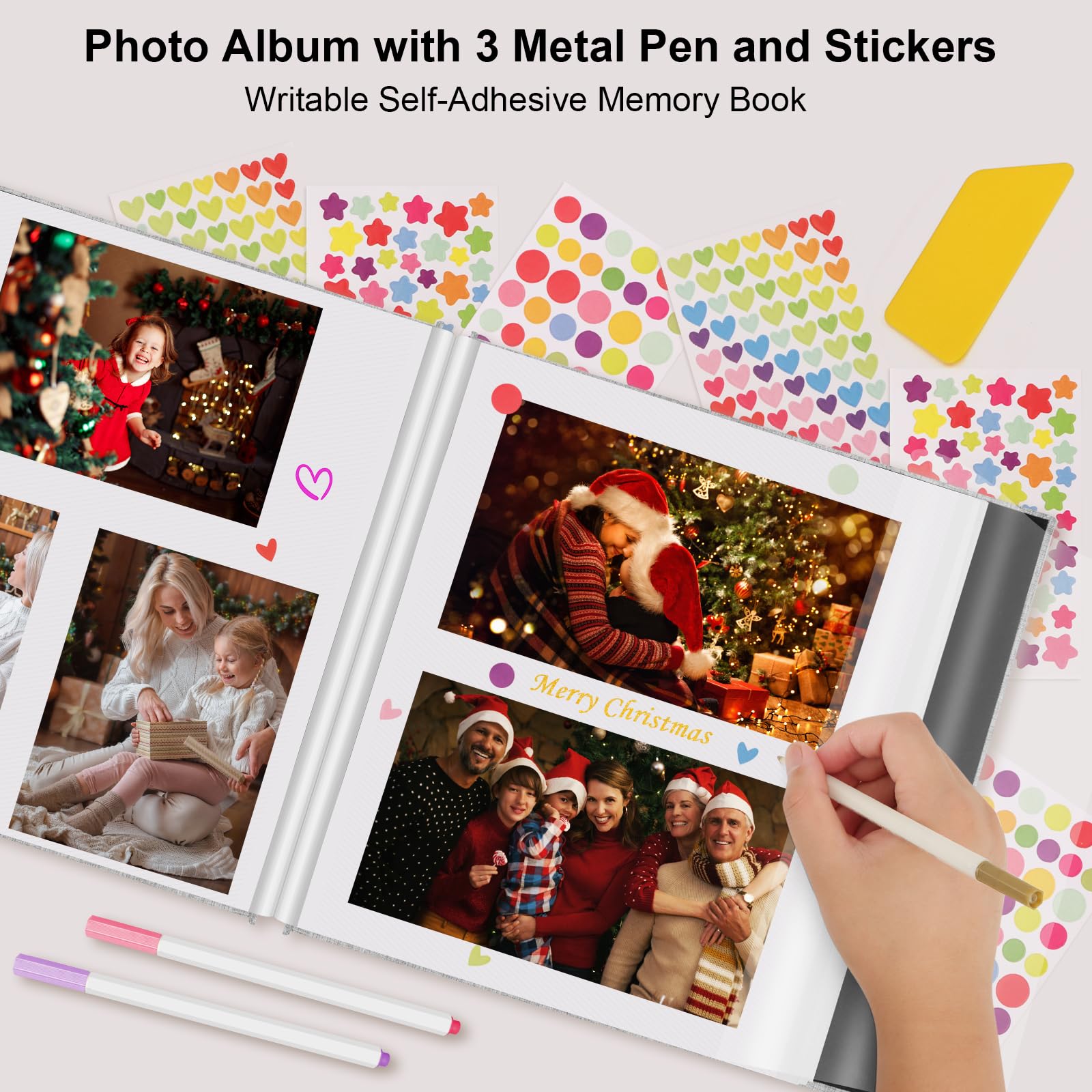 Self-Adhesive Photo Album with 60 Magnetic Sticky Pages - Holds 8x10, 5x7, 4x6, 6x8 & 3x5 Photos - Perfect for Family Memories, Wedding Albums & Baby Pictures - Great for Scrapbooking, Home Decor & Gift Giving