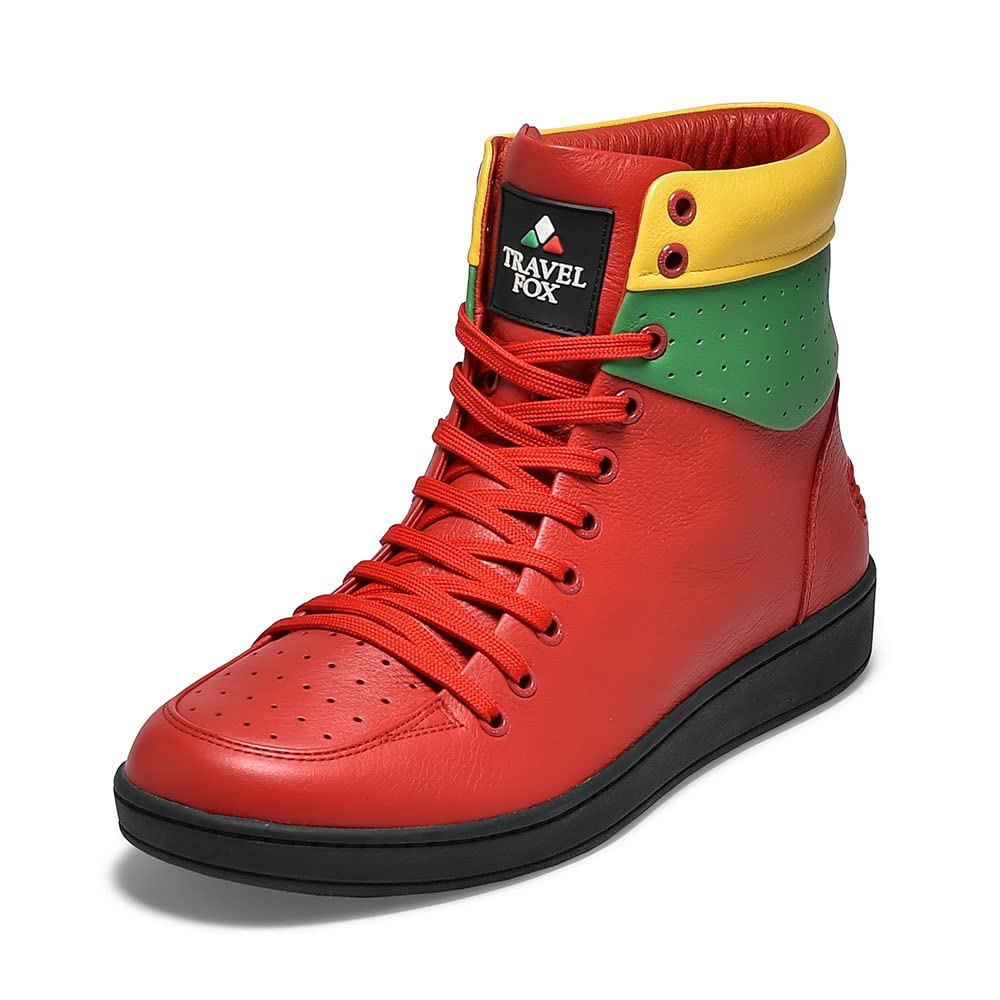 TRAVEL FOX Unisex 900 Nappa Leather Round Toe Lace-Up High-Top Sneakers - Comfortable Casual Shoes for Walking, Running & Street Style Fashion