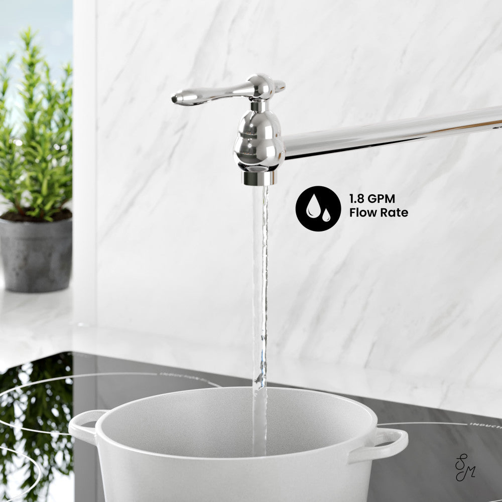 Retractable Wall Mount Pot Filler Faucet in Polished Chrome - Perfect for Kitchen, Cooking, and Filling Large Pots with Ease