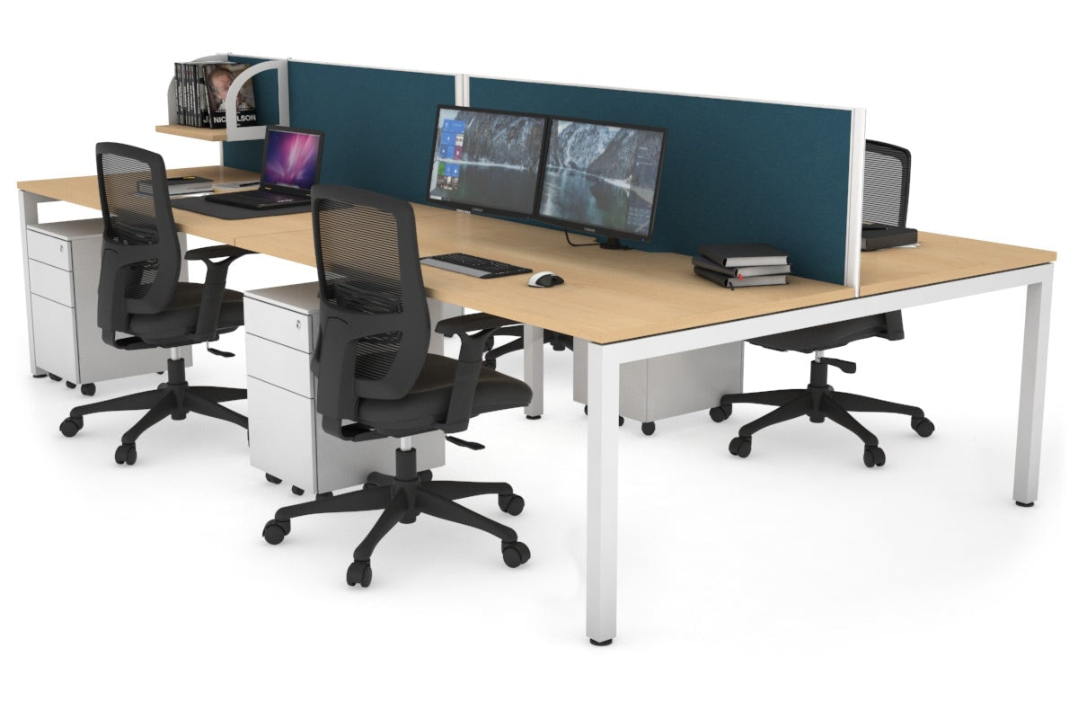 4-Person Office Workstation with Quadro Square Legs - 1800L x 800W Desk with Cable Management Scallop | Perfect for Collaborative Workspaces & Open Office Environments
