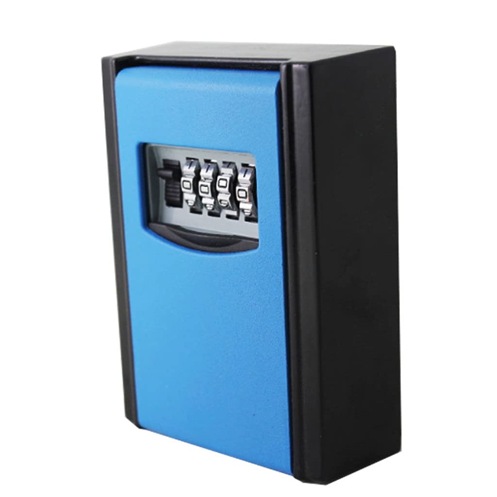 YCZDG 4 Digit Combination Lock Box - Wall Mounted Key Storage Safe with Password Protection | Secure Tool Storage for Home, Office & Outdoor Use (Blue)