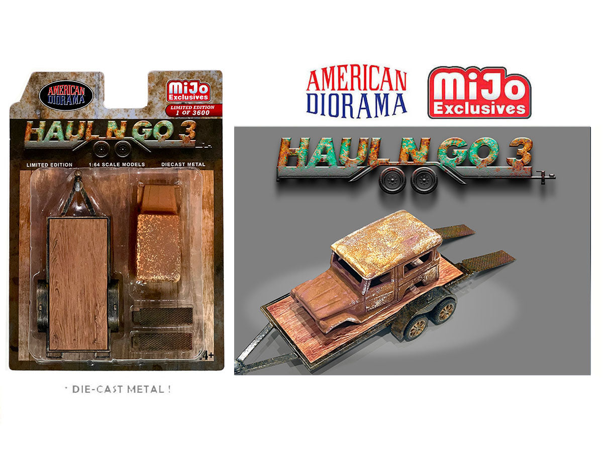 American Diorama 1/64 Scale Haul N Go 3 Figure Set - MIJO Exclusives Miniature Truck & Construction Scene for Model Train & Diorama Displays