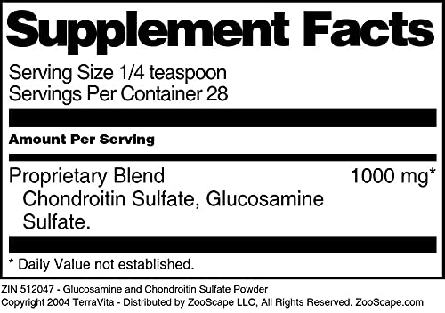 Terravita Glucosamine & Chondroitin Sulfate Powder for Joint Support - 1 oz (ZIN: 512047) | Dietary Supplement for Joint Health & Mobility | Ideal for Athletes & Active Adults
