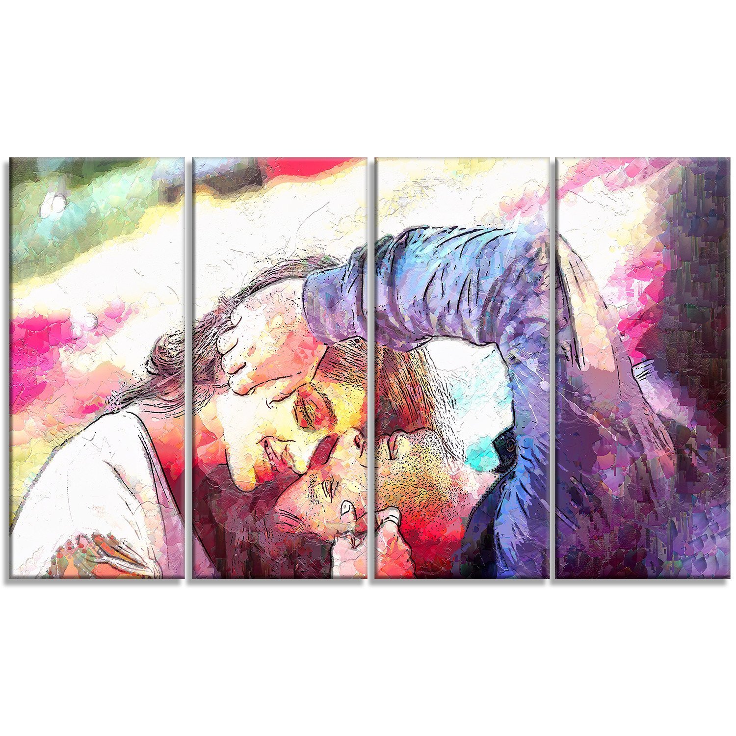 Designart You Make Me Smile Sensual Metal Wall Art - 48x28 Inches - 4 Panel Set - Modern Home & Office Decor for Living Room, Bedroom, Dining Area