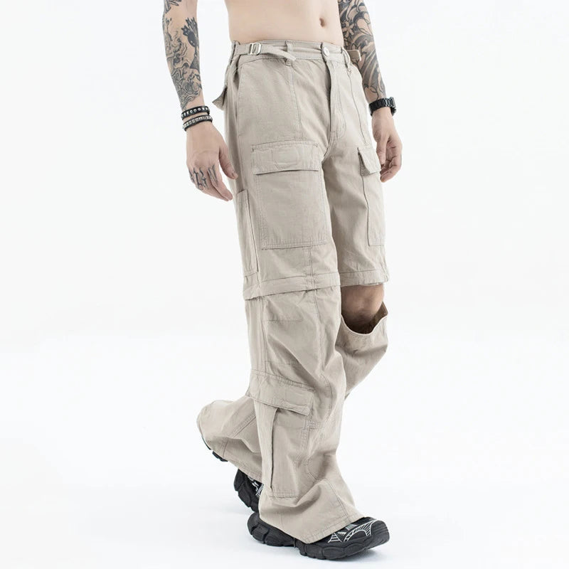 American Style Men's Denim Jeans - Casual Distressed Washed-Out Straight Leg Pants with Large Pockets | Comfortable Loose Fit for Everyday Wear, Street Style & Outdoor Activities