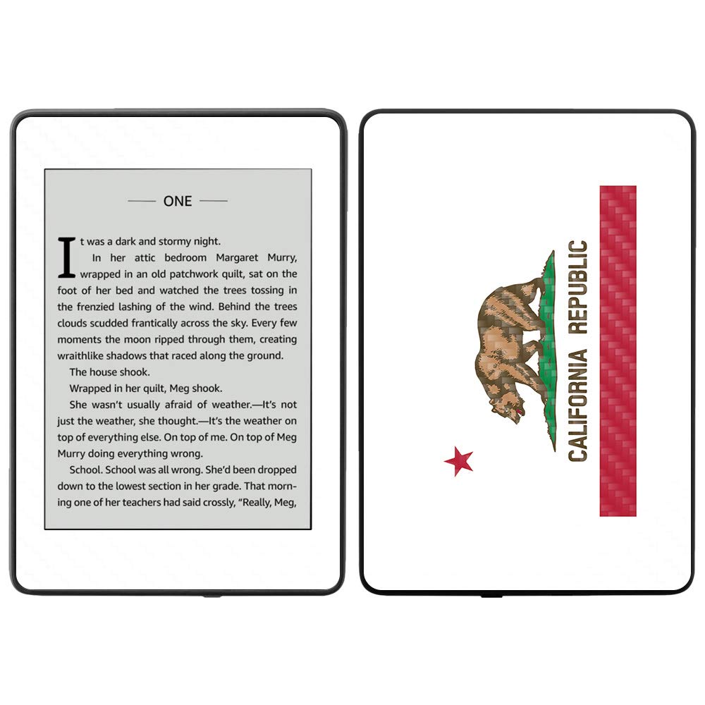 MightySkins Carbon Fiber Skin for Amazon Kindle Paperwhite 2018 (10th Gen) - California Flag Design | Waterproof Protective Cover with Durable Textured Finish | Easy to Apply & Remove | Made in USA | Perfect for Travel, Reading & Outdoor Use