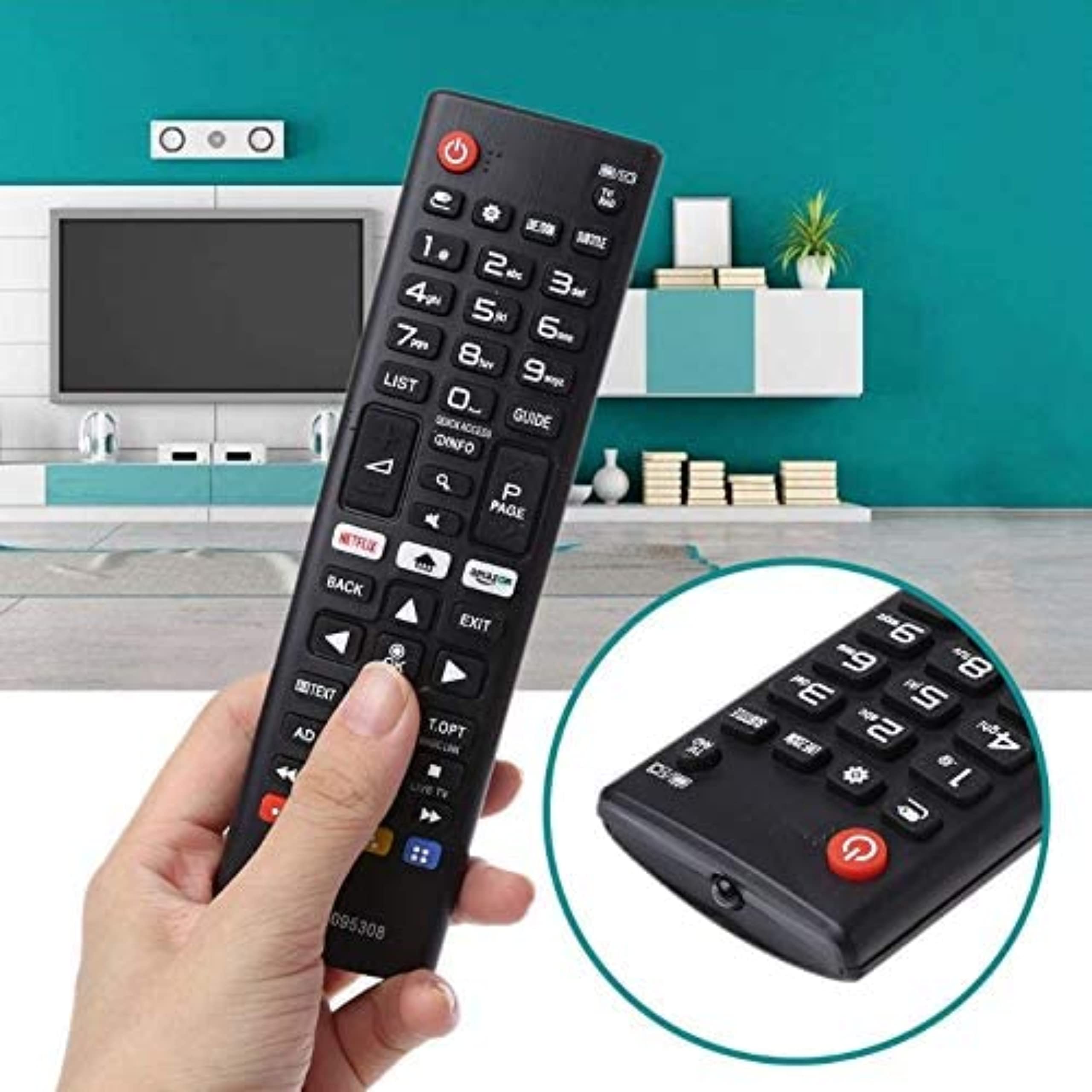 AKB75095308 Universal TV Remote Control for LG Smart TVs - Replacement Remote with Netflix & Amazon Prime Buttons | Plug & Play, No Setup Required | Perfect for Living Room, Bedroom & Home Theater