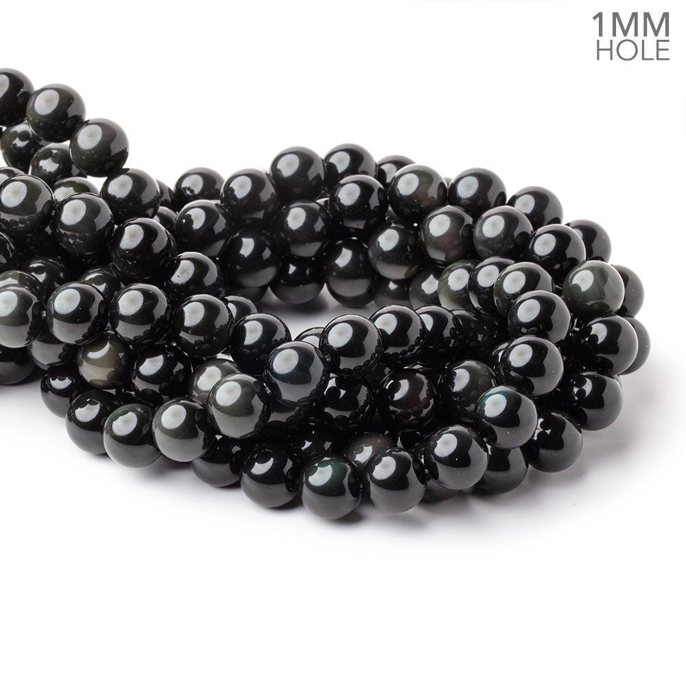 12.5mm Rainbow Obsidian Plain Round Beads - 16 Inch Strand with 33 Beads & 1mm Hole - Perfect for Jewelry Making, DIY Crafts, and Meditation Accessories