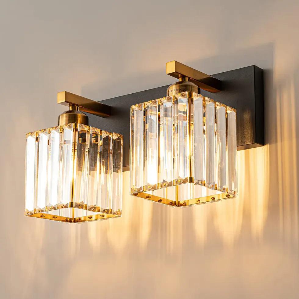 Elegant Gold Crystal Wall Sconces for Bathroom - Modern Vanity Lighting for Spa, Powder Room & Home Decor