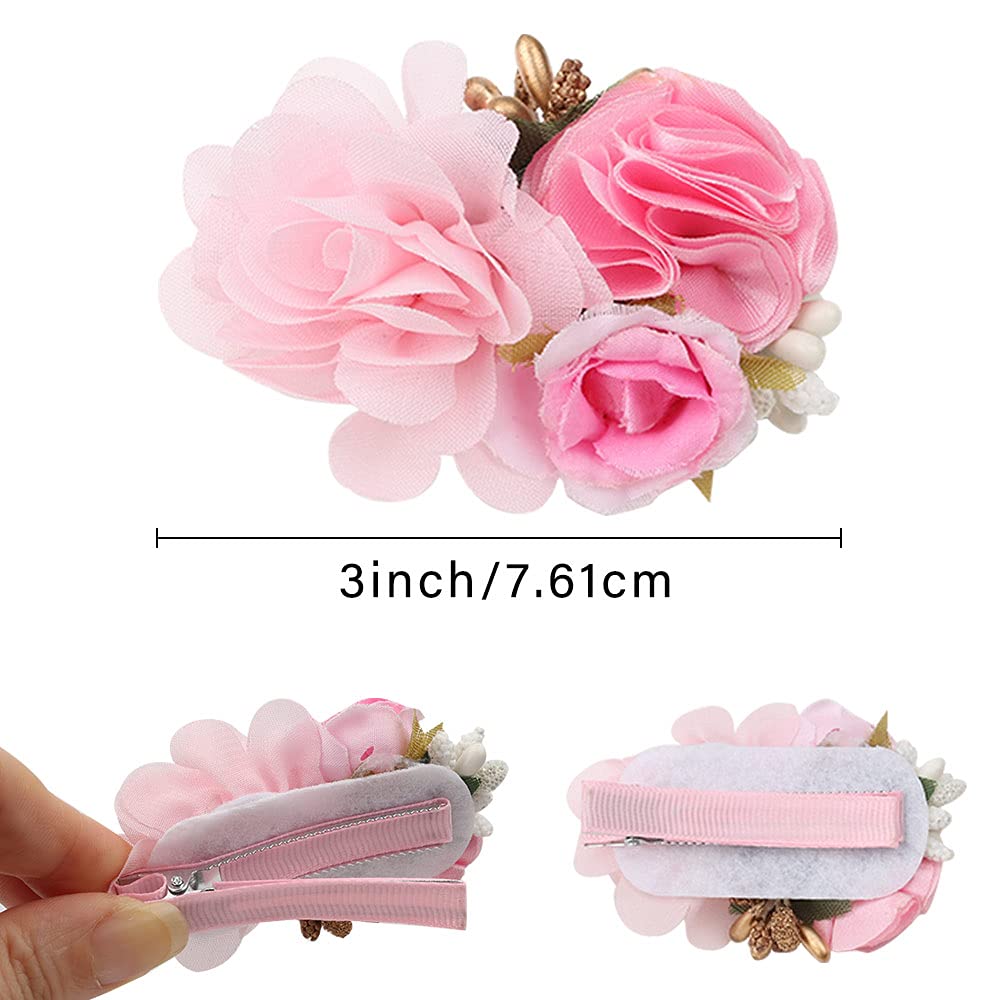 6Pcs Floral Hair Clips for Girls - Cute Flower Hair Accessories for Baby, Toddler & Teen - Perfect Gift for Birthdays & Parties (Flower Style-B) - Great for School, Weddings & Daily Wear